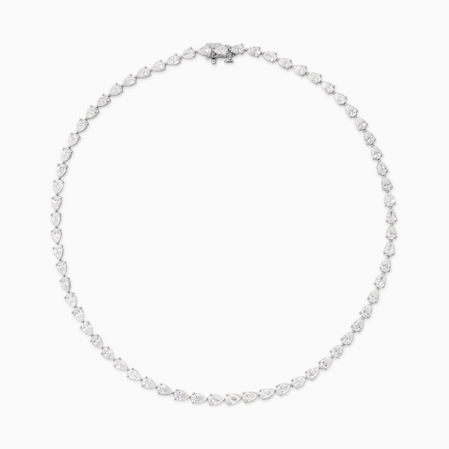 15.65 Carats Natural Pear Shaped Diamond Tennis Necklace