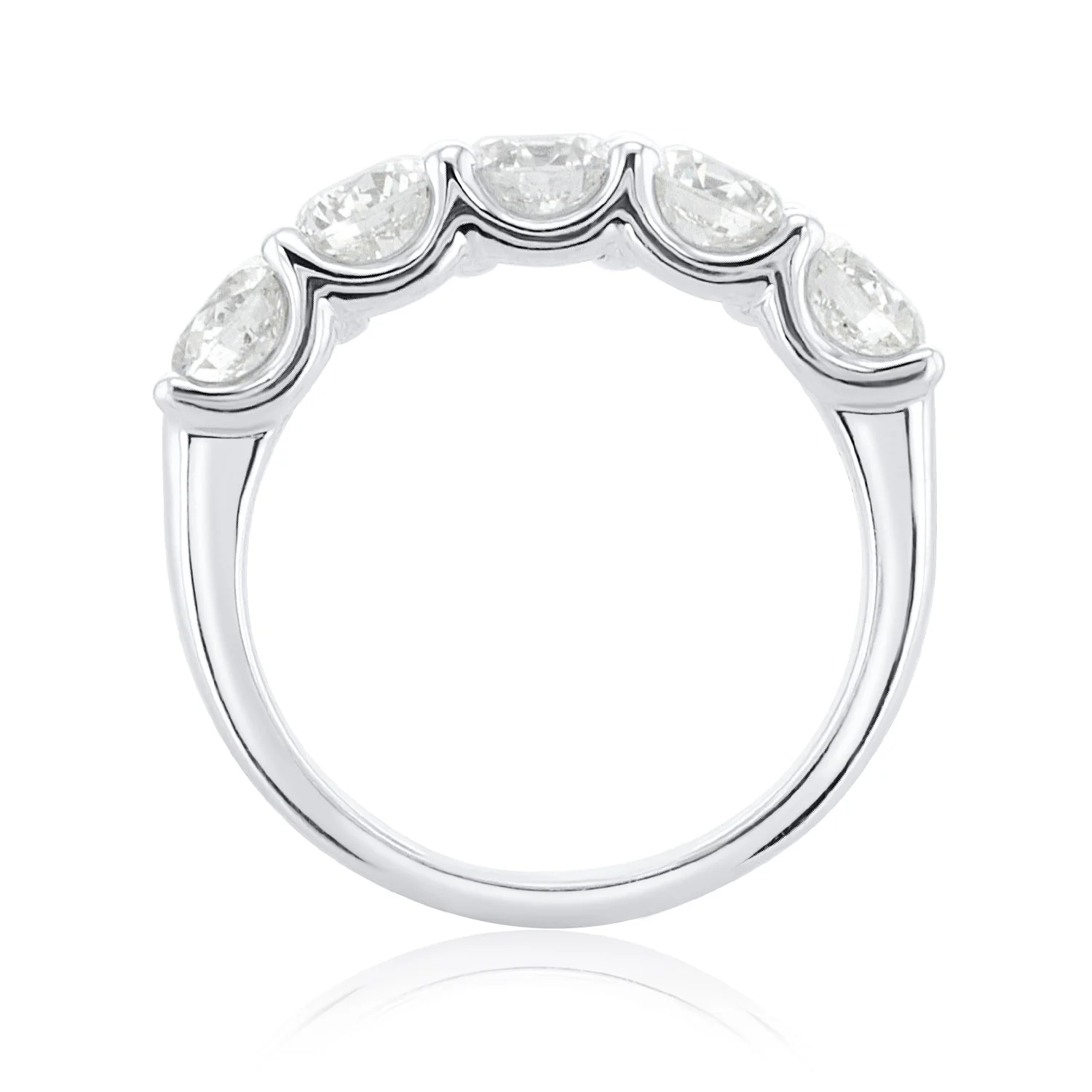 2.00 Carat Natural Diamond 5 Stone Band In 14K White Gold - Image 2