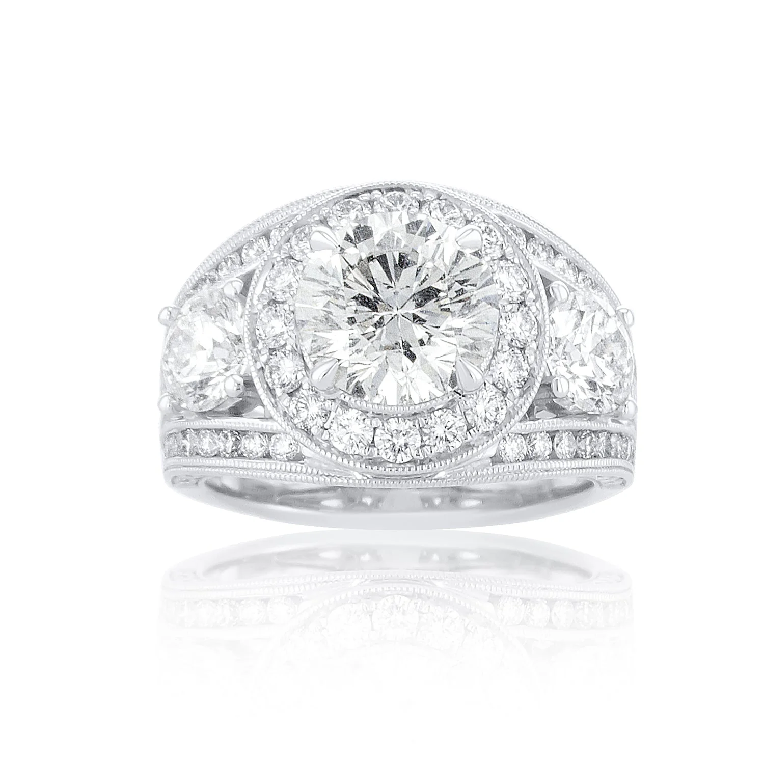 5.06 Carats Round Natural Diamond Wide Halo Ring - Image 3