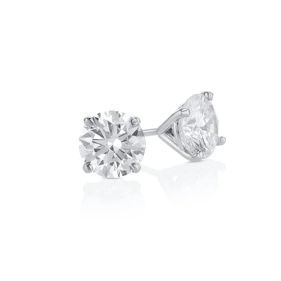 2.00 CT Round Diamond 4-Prong Martini 14K White Gold Ear Studs