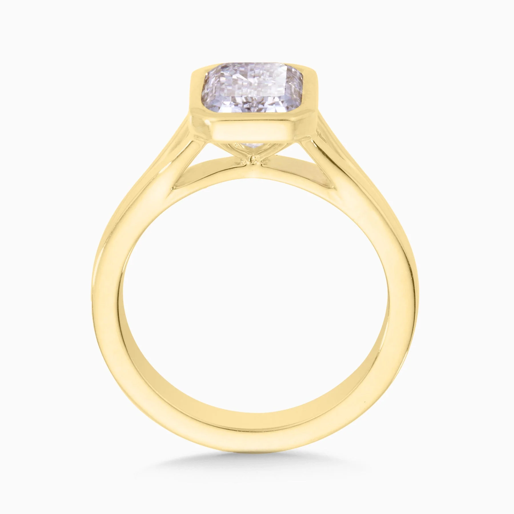 2.05 Carats Lab Grown Emerald Diamond Bezel Engagement Ring - Image 3