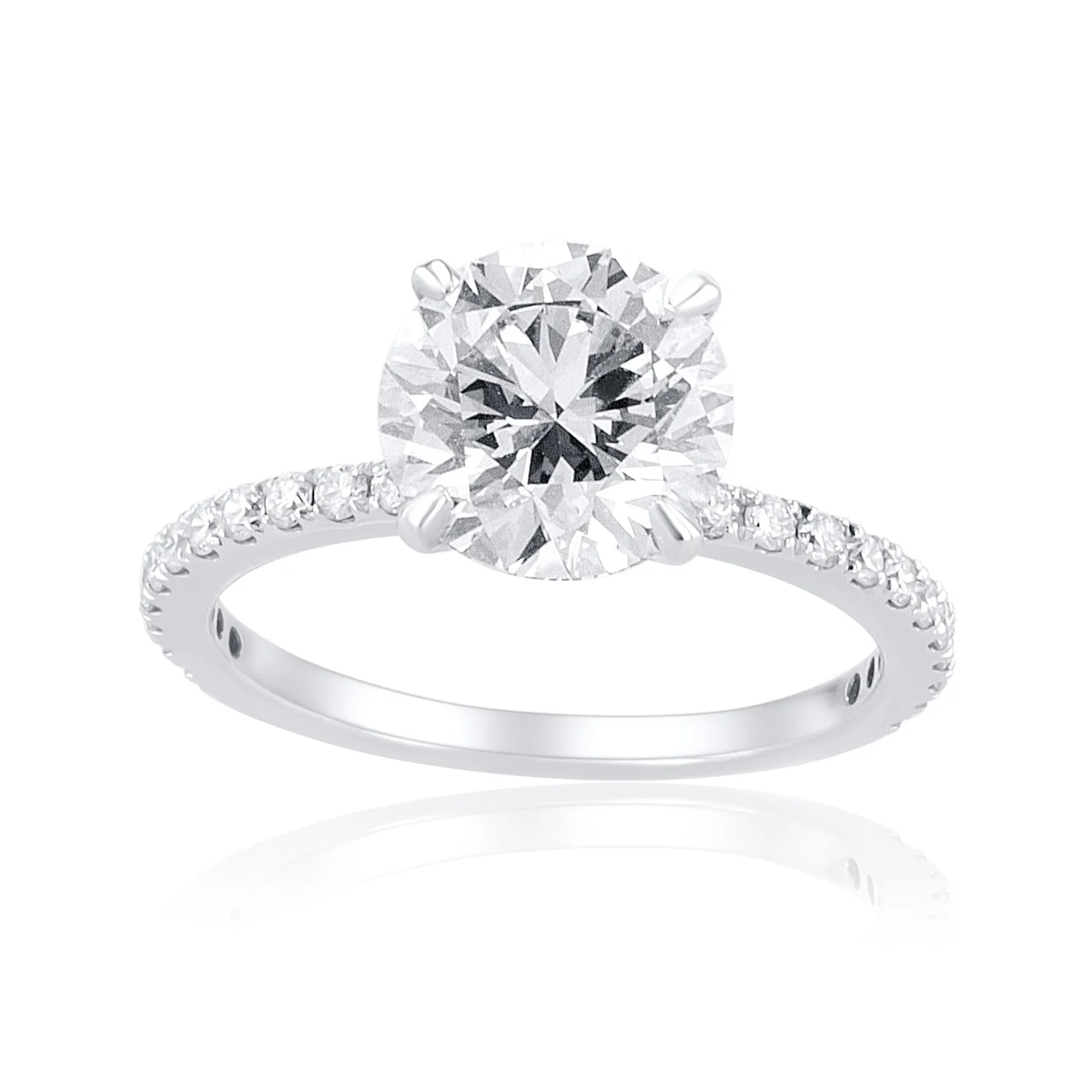 2.09 Carat Round Lab Grown Diamond Ring with Underhalo in 14K White Gold - Image 2