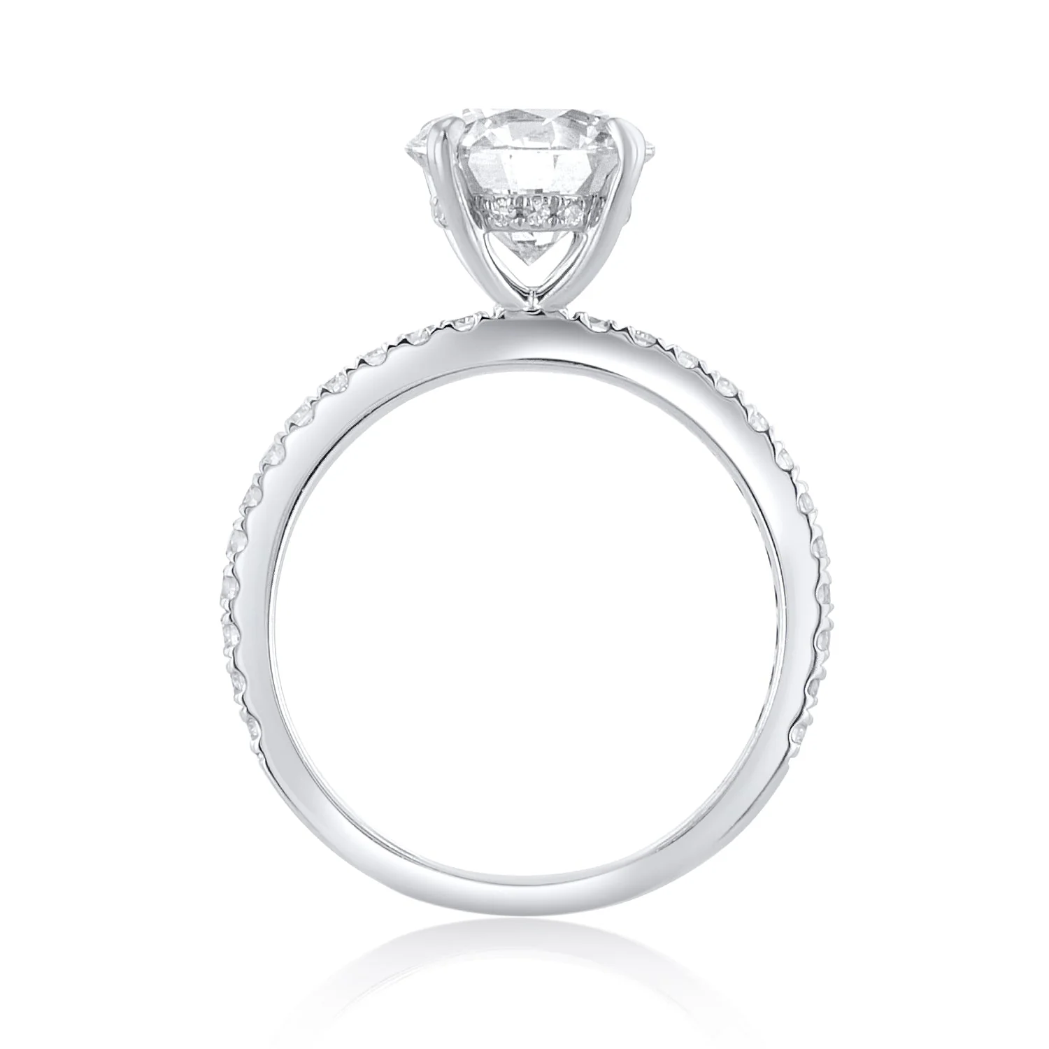 2.09 Carat Round Lab Grown Diamond Ring with Underhalo in 14K White Gold - Image 3