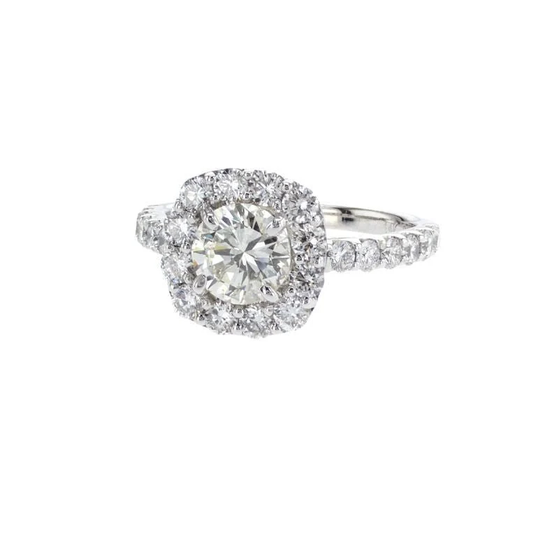 2.10 Carat Round Diamond Halo Ring 14K White Gold - Image 2