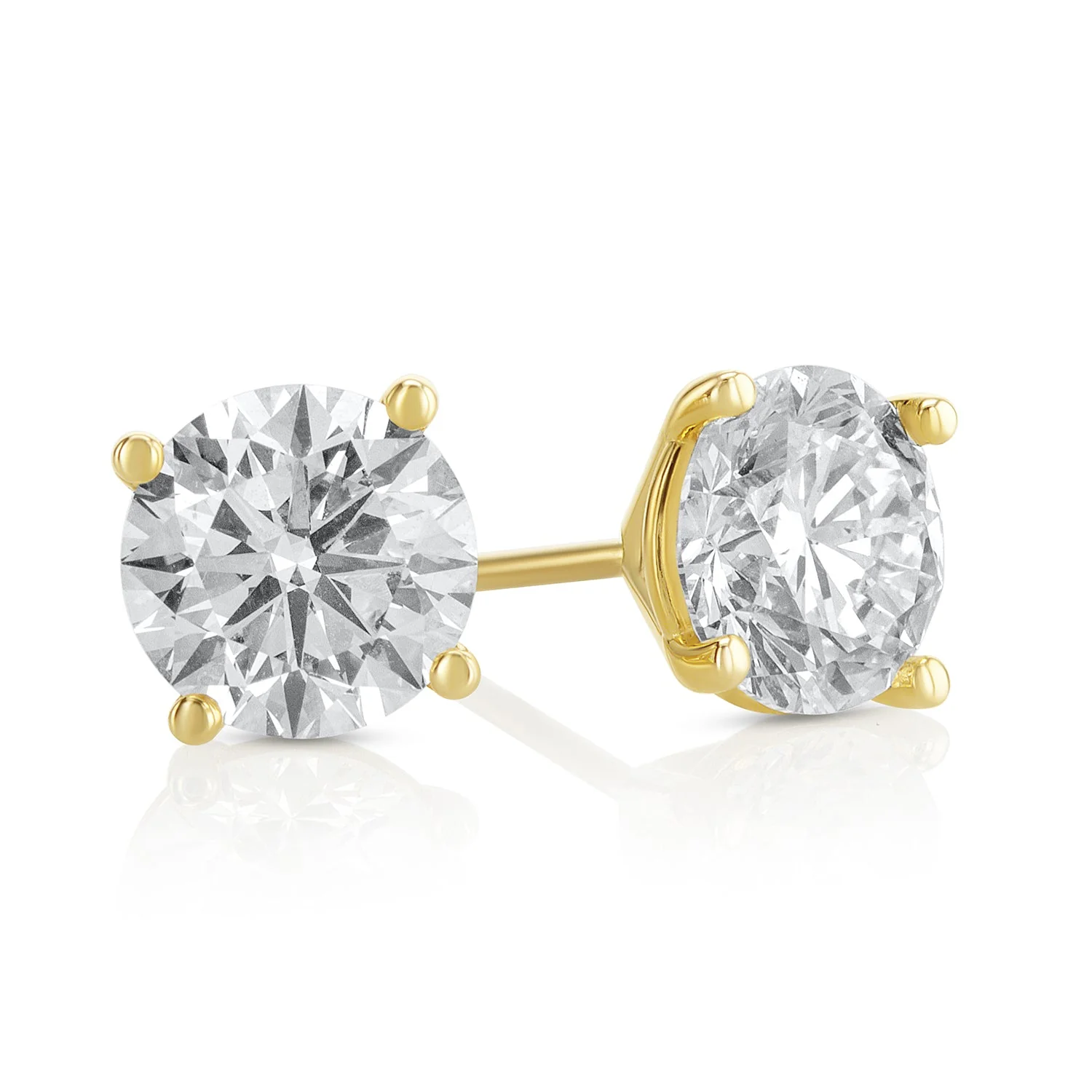 2.18 Carats Round Lab Grown Diamond Stud Earrings