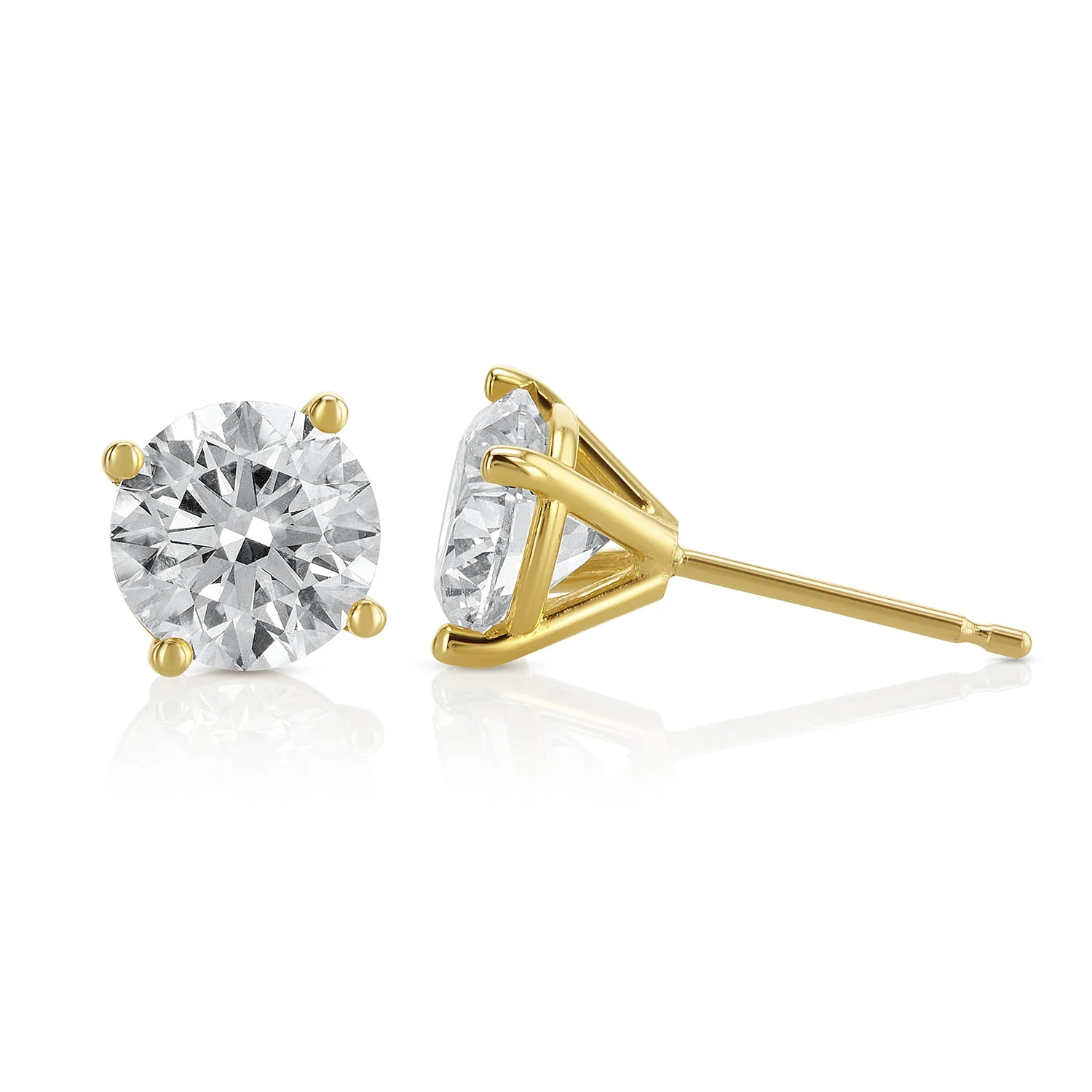 2.18 Carats Round Lab Grown Diamond Stud Earrings - Image 2