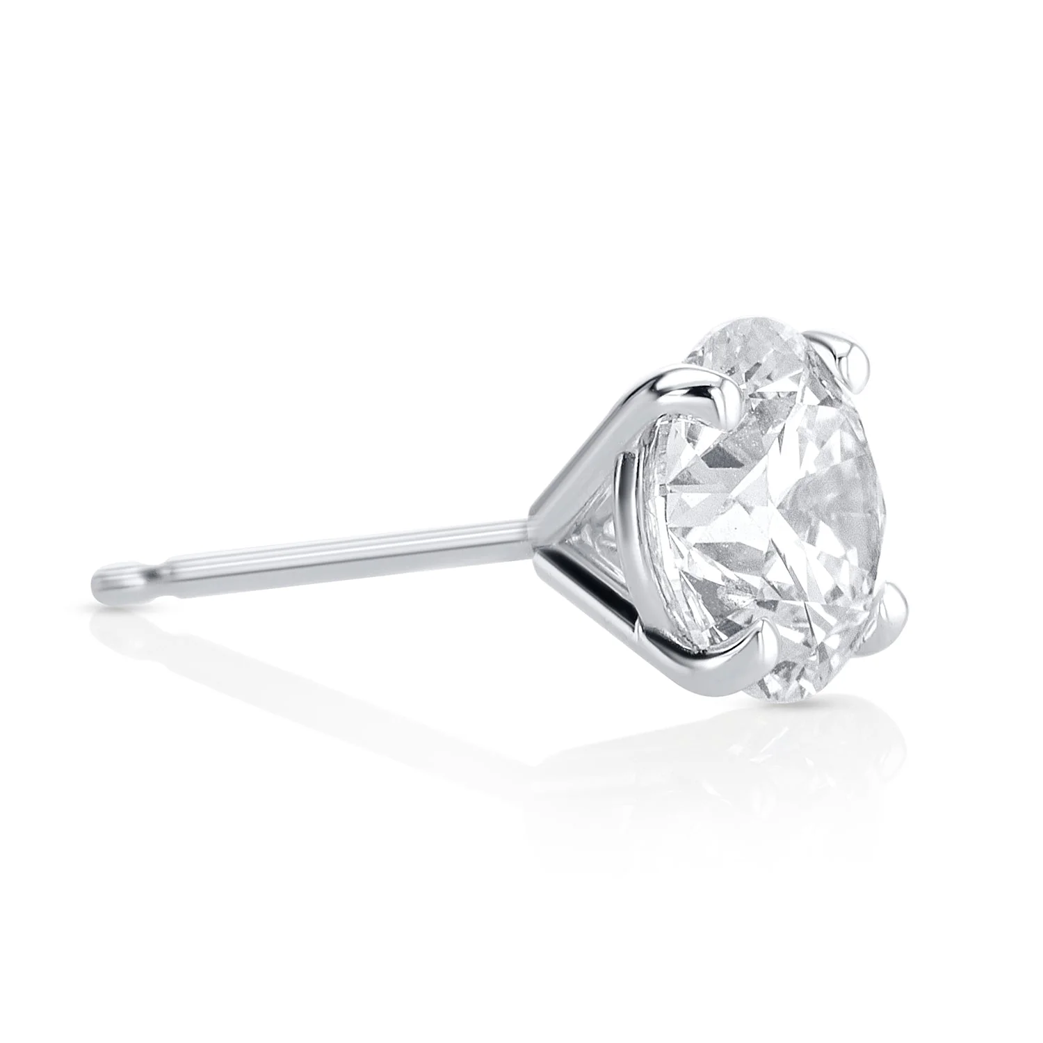 2.20 Carat Round Lab Grown Diamond Studs in 14K White Gold - Image 2