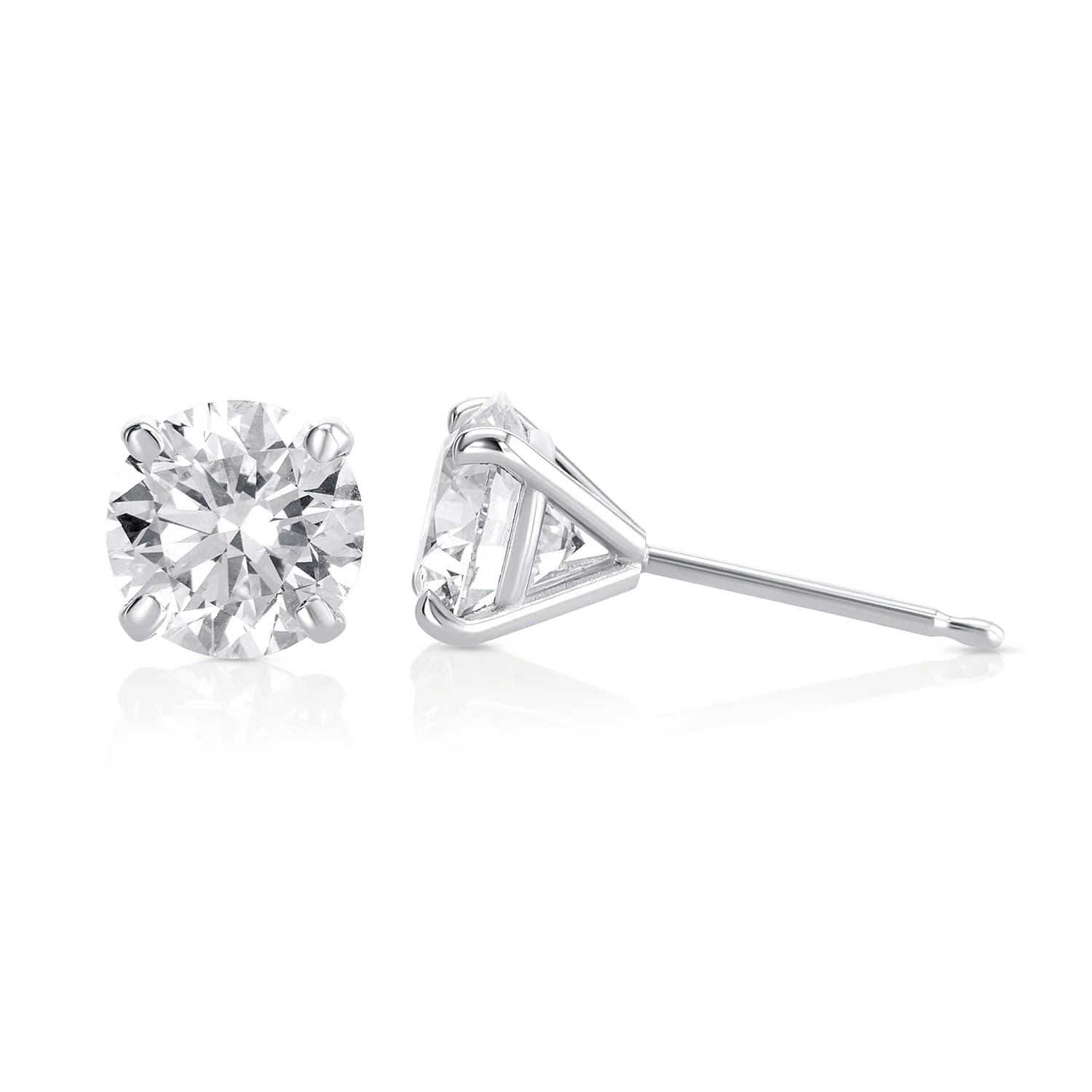 2.20 Carat Round Lab Grown Diamond Studs in 14K White Gold - Image 3