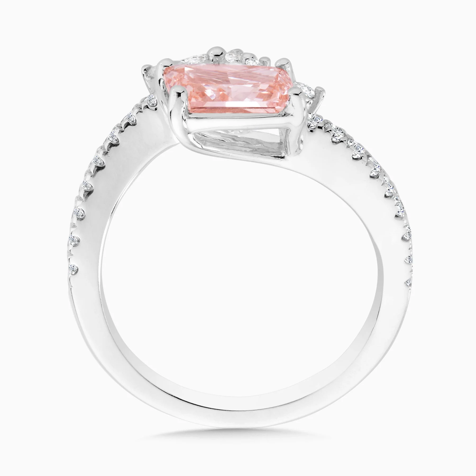 2.25 Carats Fancy Pink and White Lab Grown Diamond Ring - Image 2