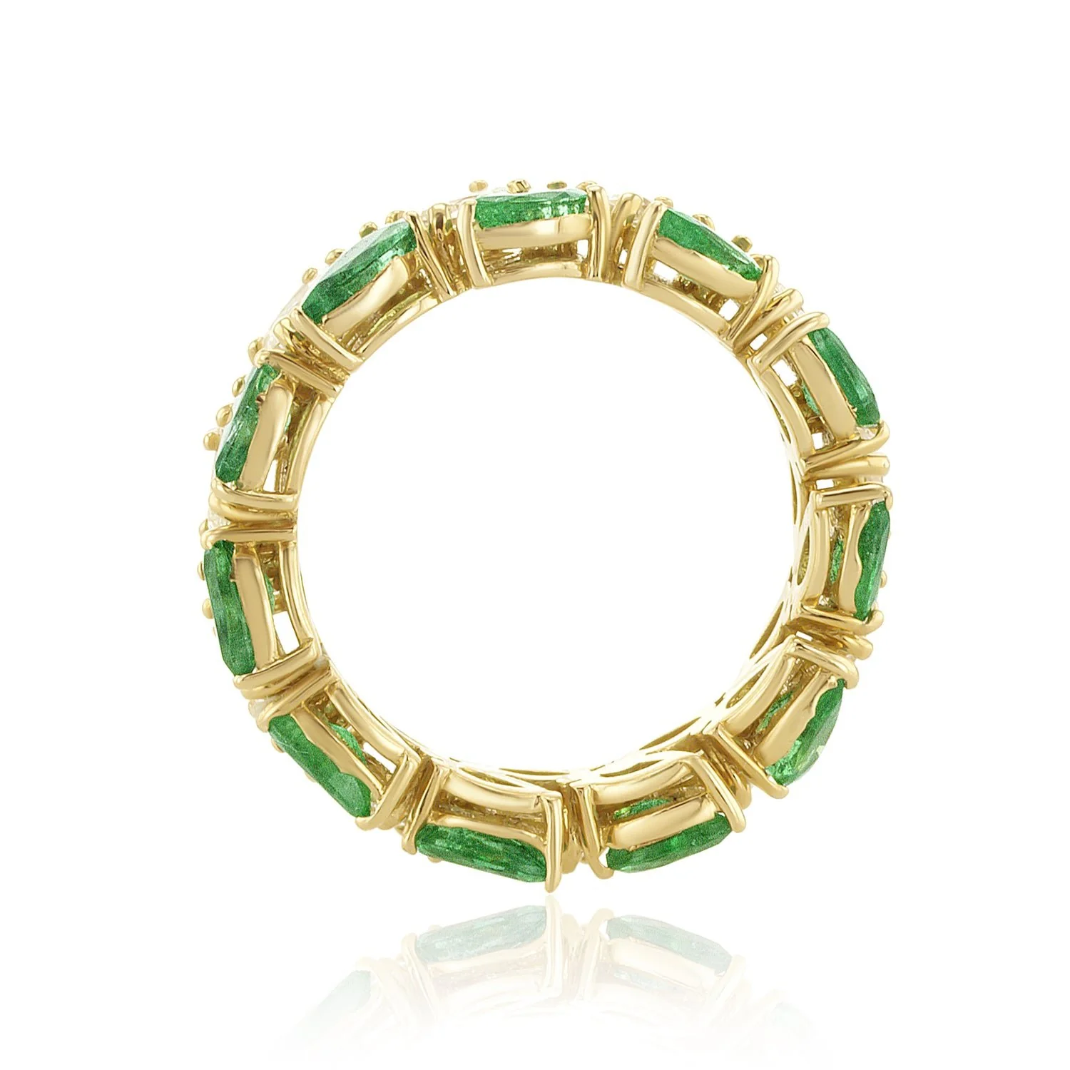 2.35 Carat Natural Diamonds/1.93 Carat Emerald Eternity Band in 18K Yellow Gold - Image 2