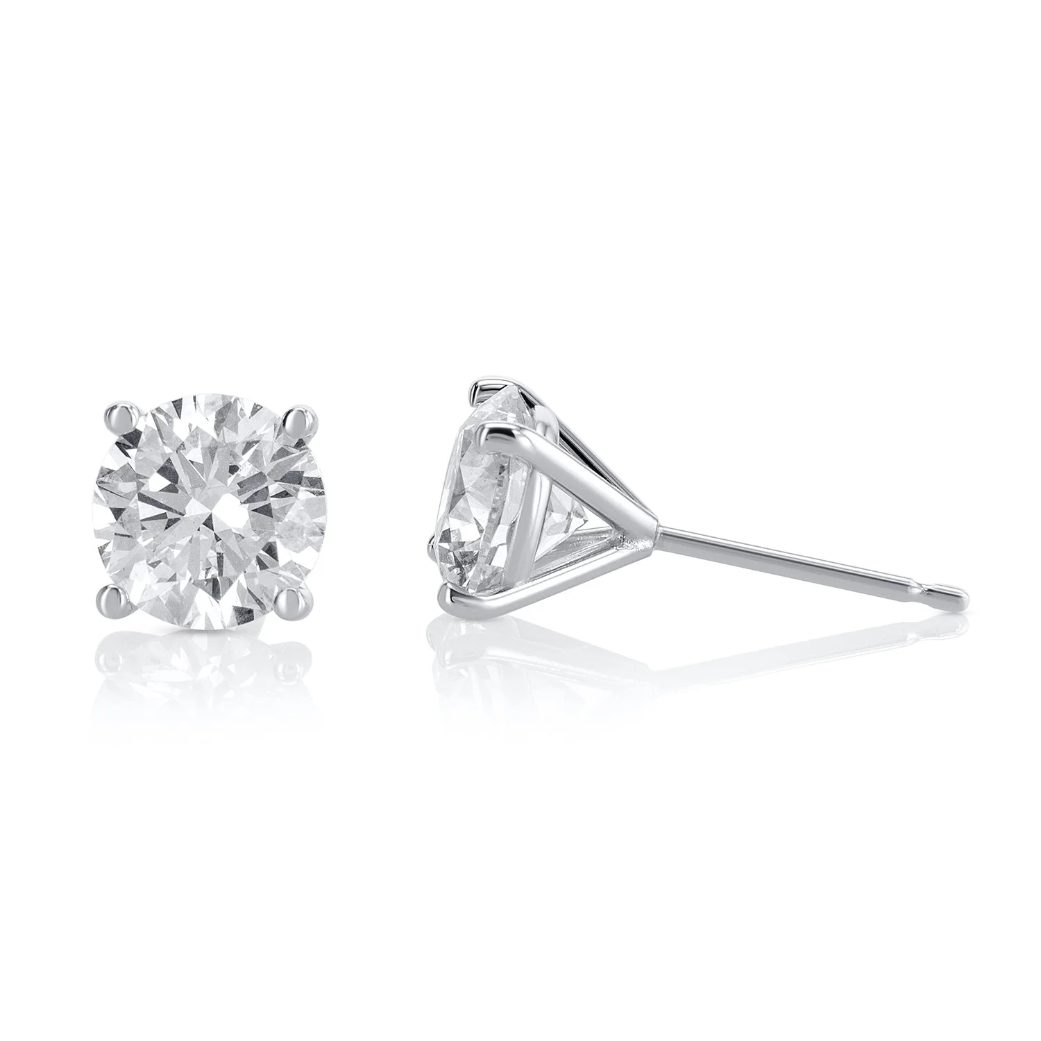 2.43 Carat Round Lab Grown Diamond Studs in 14K White Gold - Image 3