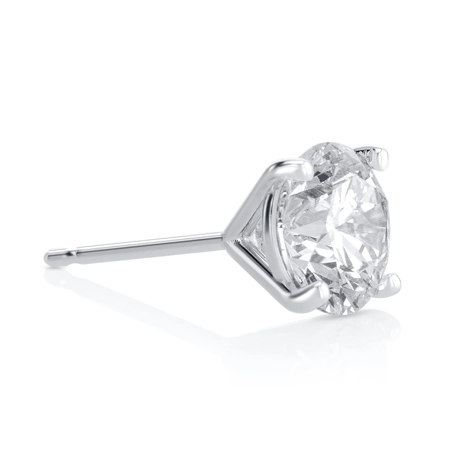 2.47 Carat Round Lab Grown Diamond Studs in 14K White Gold - Image 2