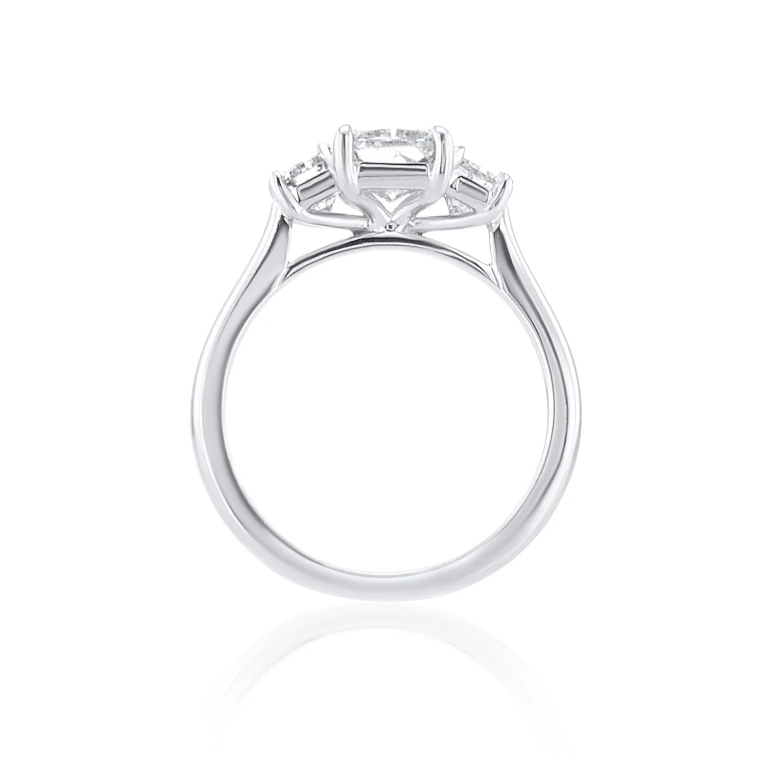 2.50 Carats Radiant Natural Diamond Three Stone Engagement Ring - Image 3