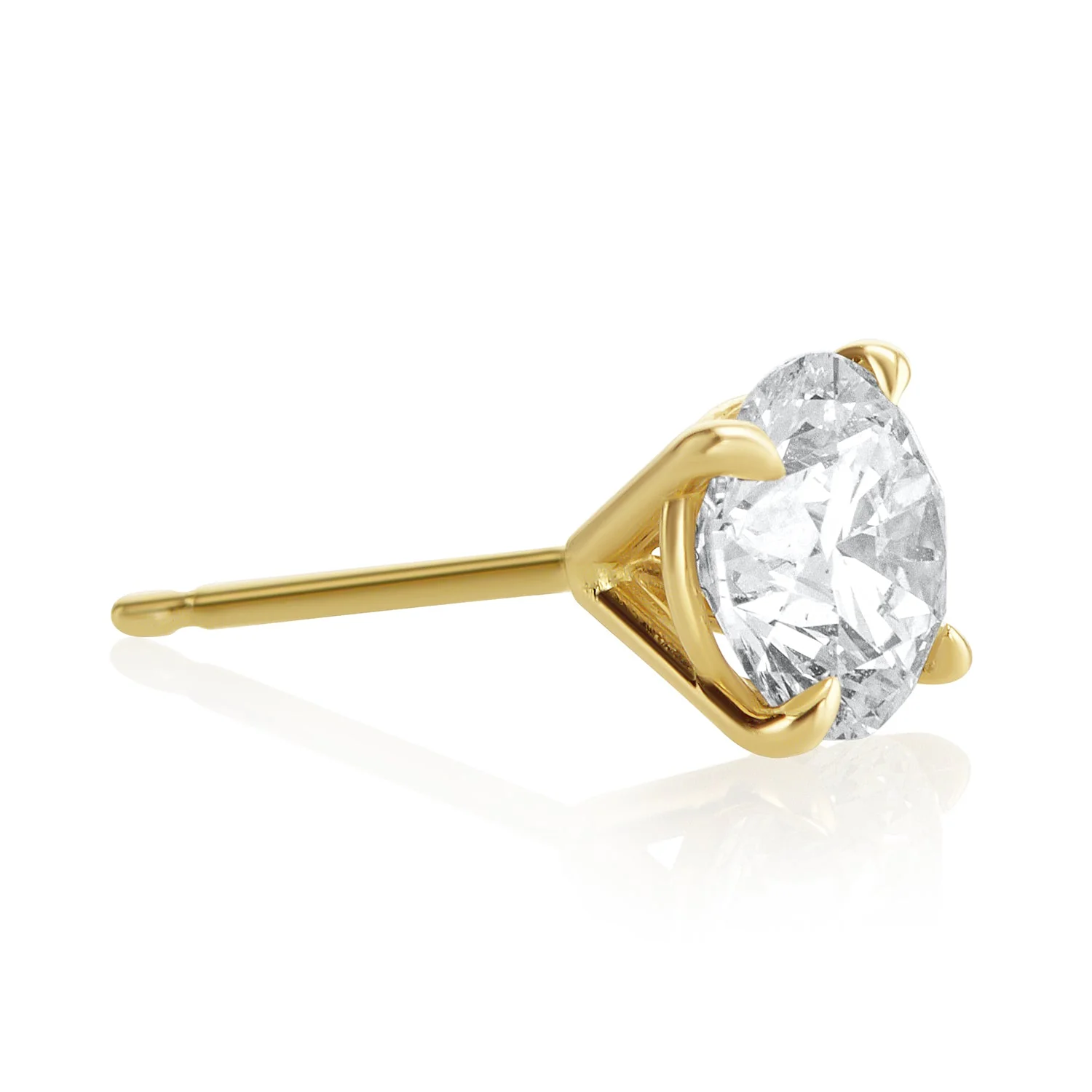 2.59 Carat Round Lab Grown Diamond Studs in 14K Yellow Gold - Image 2
