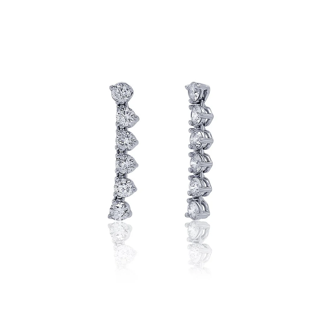 2.60 Carats Natural Diamond Line Drop Earrings