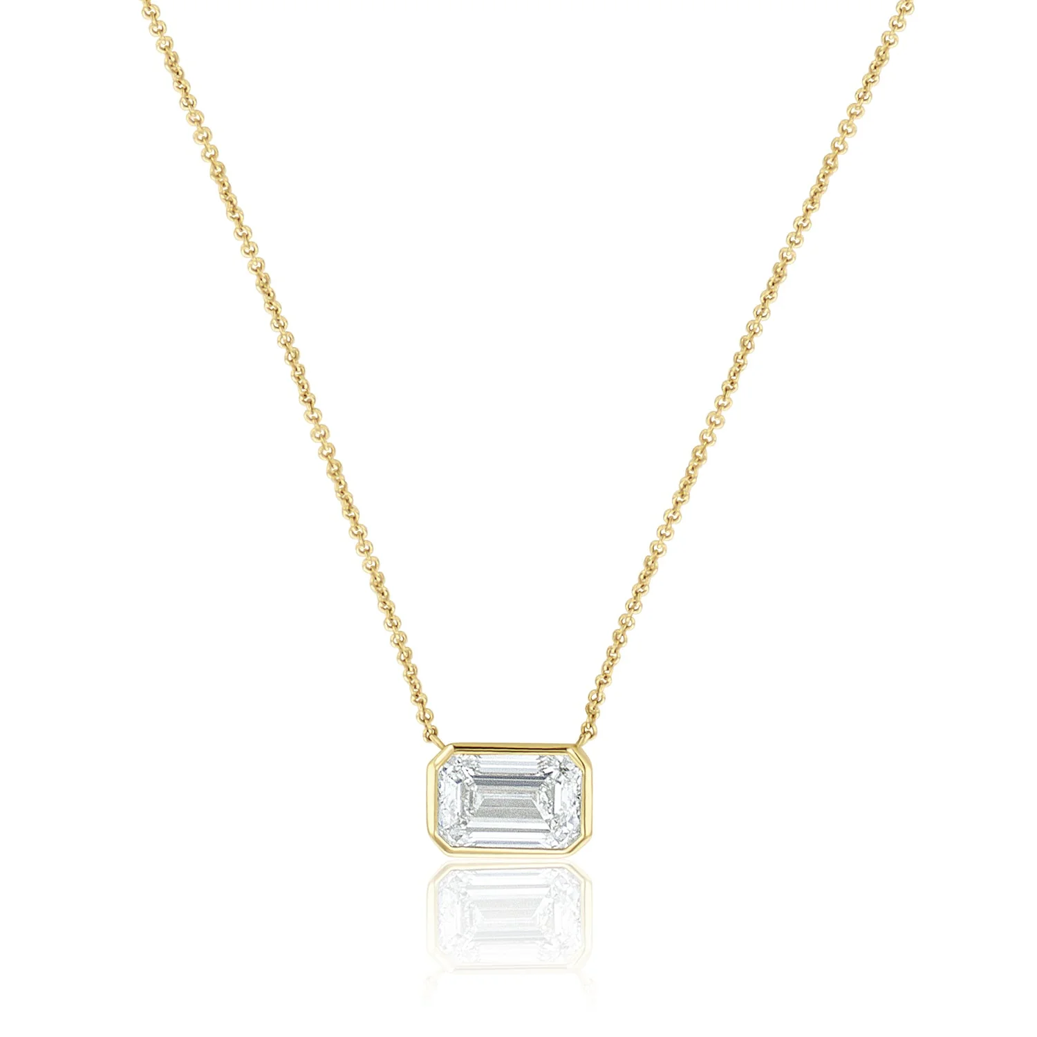 2.70 Carats Natural Diamond Emerald Cut Bezel Pendant