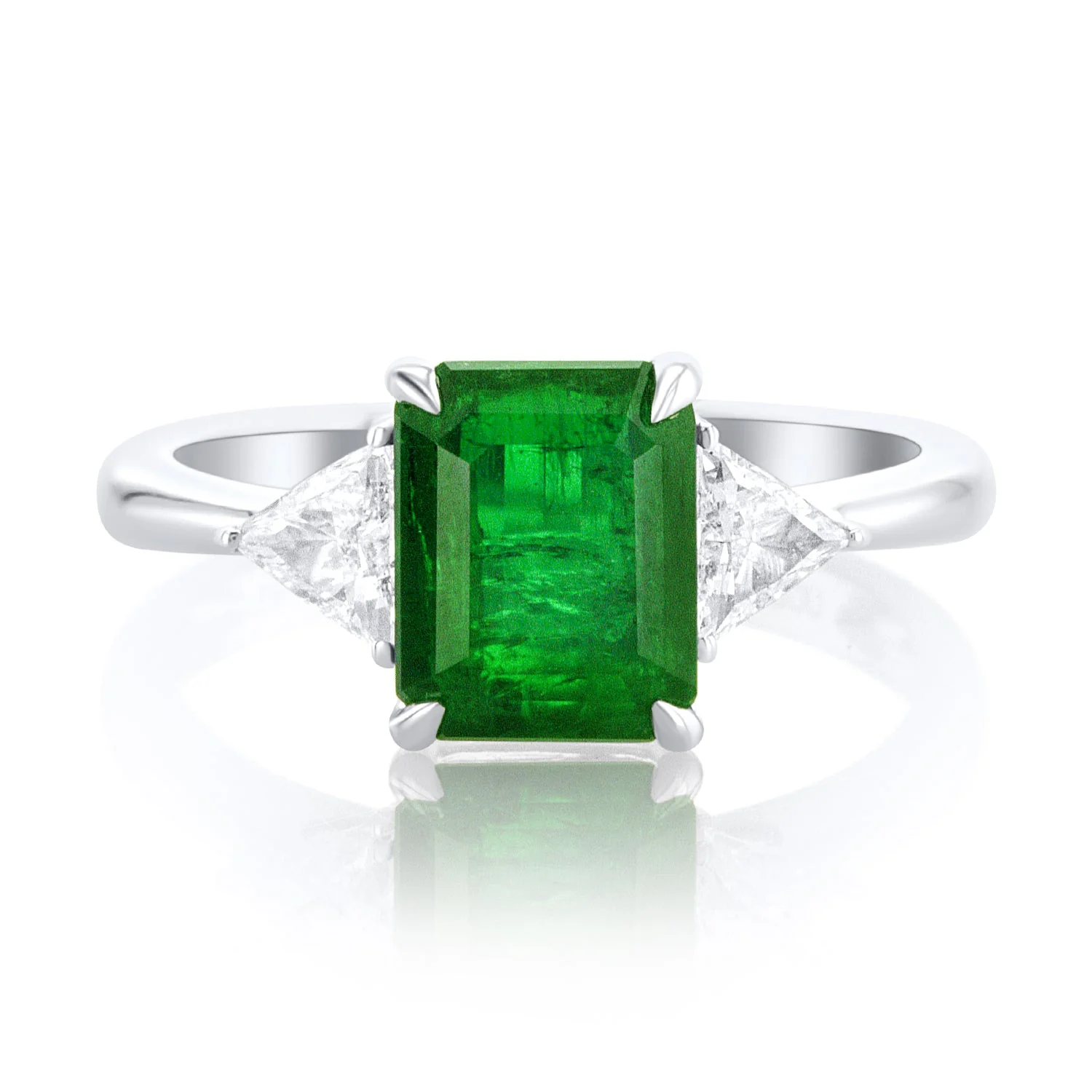 2.73 Carats Natural Diamond & Green Emerald Ring
