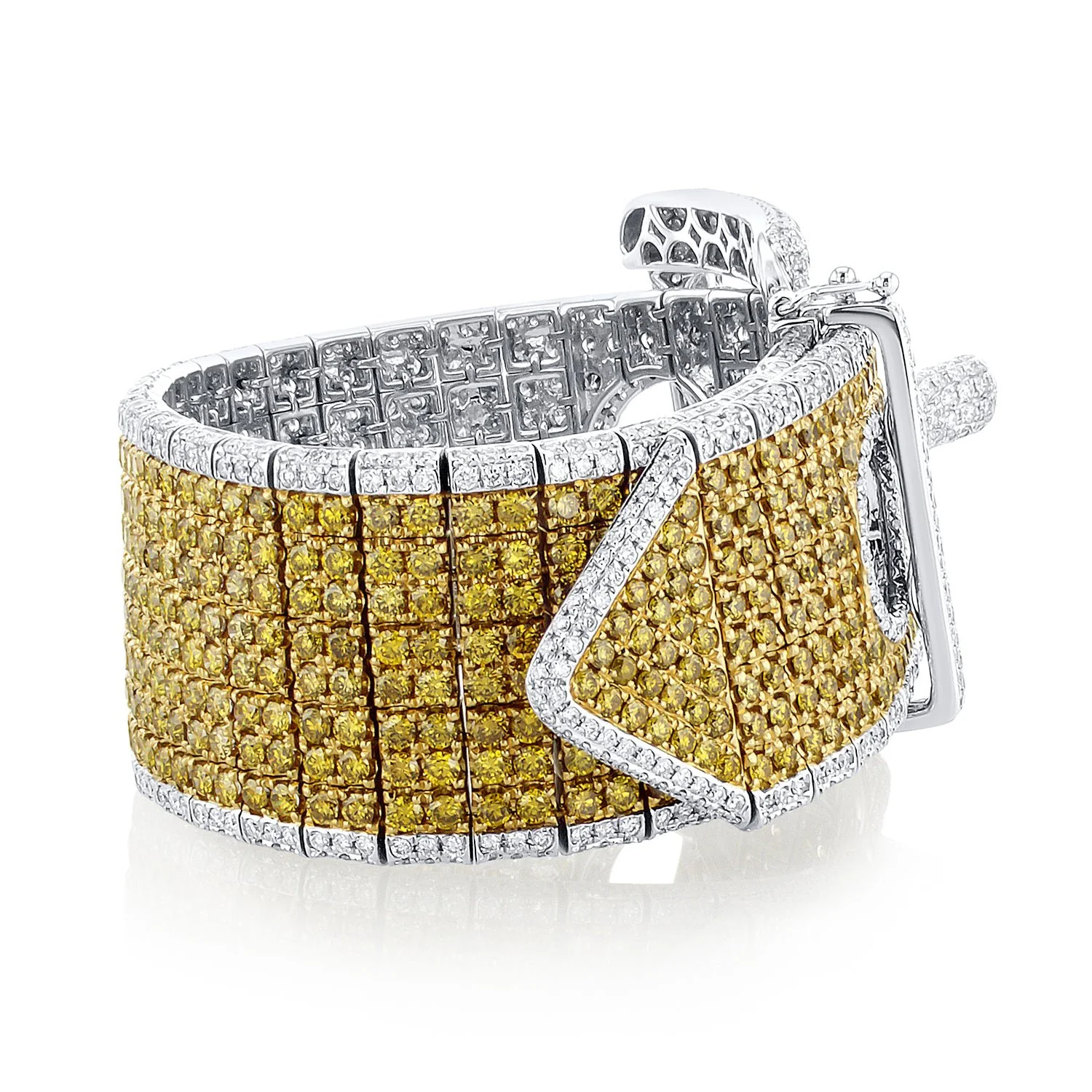 20.08 Carat Natural Diamond Belt Bracelet in 18K White & Yellow Gold - Image 2
