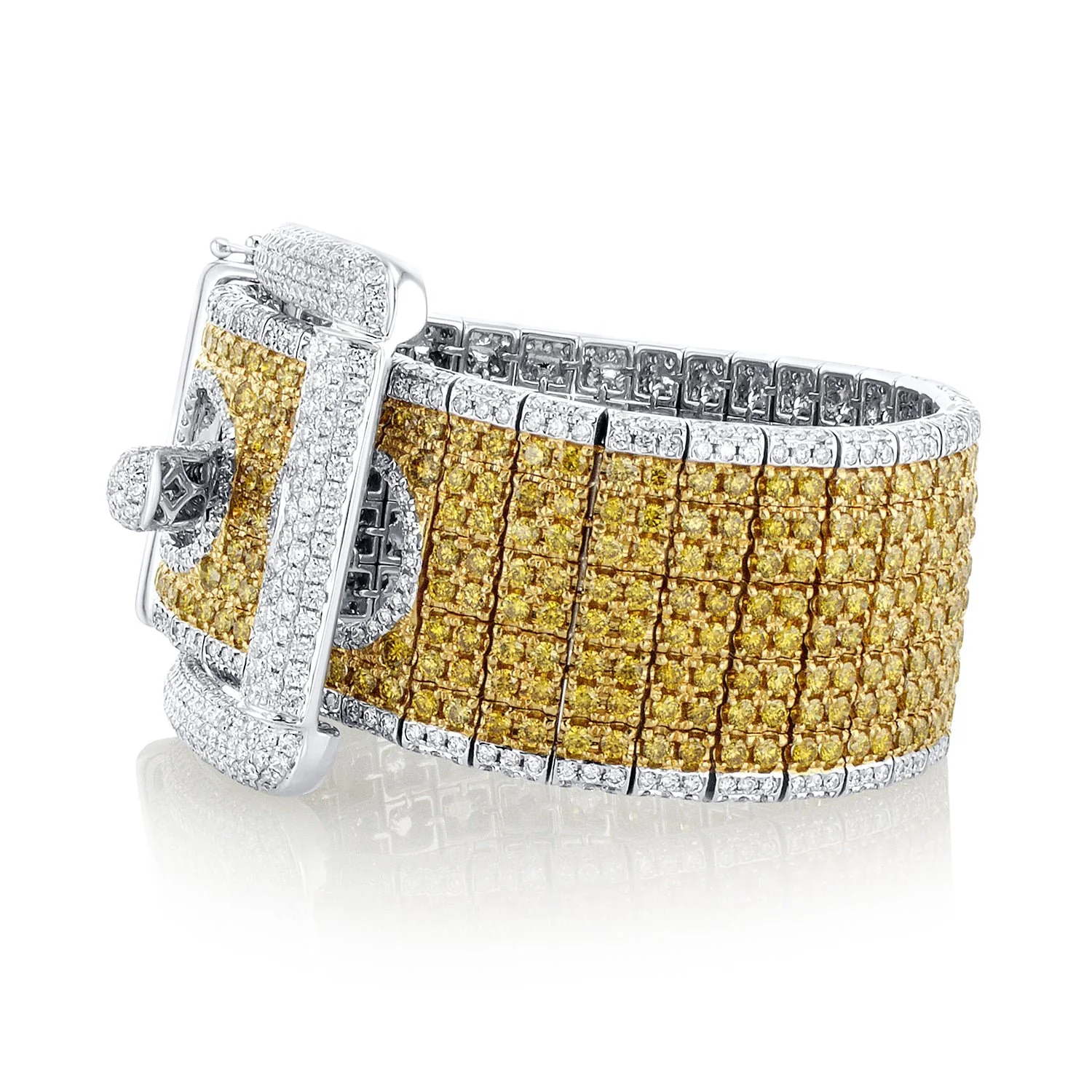 20.08 Carat Natural Diamond Belt Bracelet in 18K White & Yellow Gold - Image 3