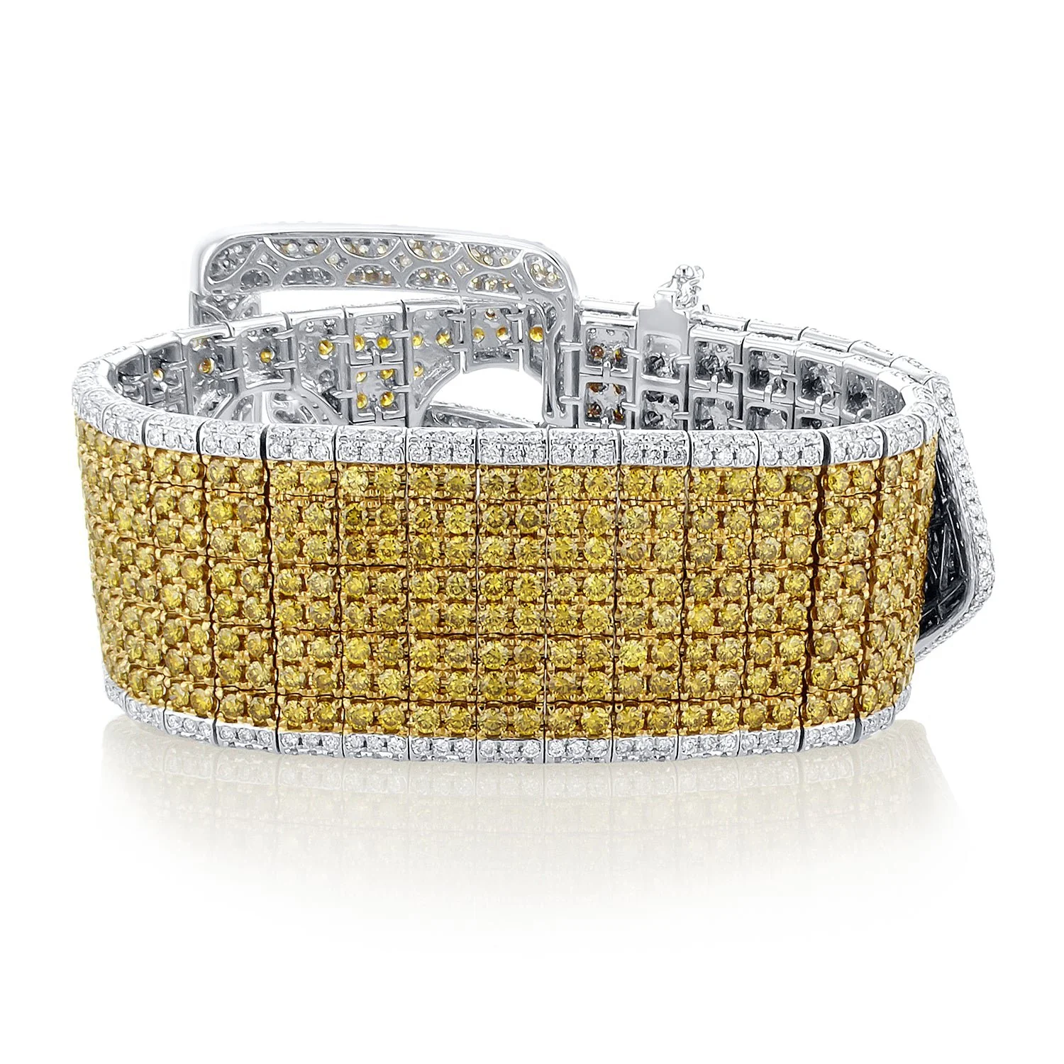 20.08 Carat Natural Diamond Belt Bracelet in 18K White & Yellow Gold - Image 4
