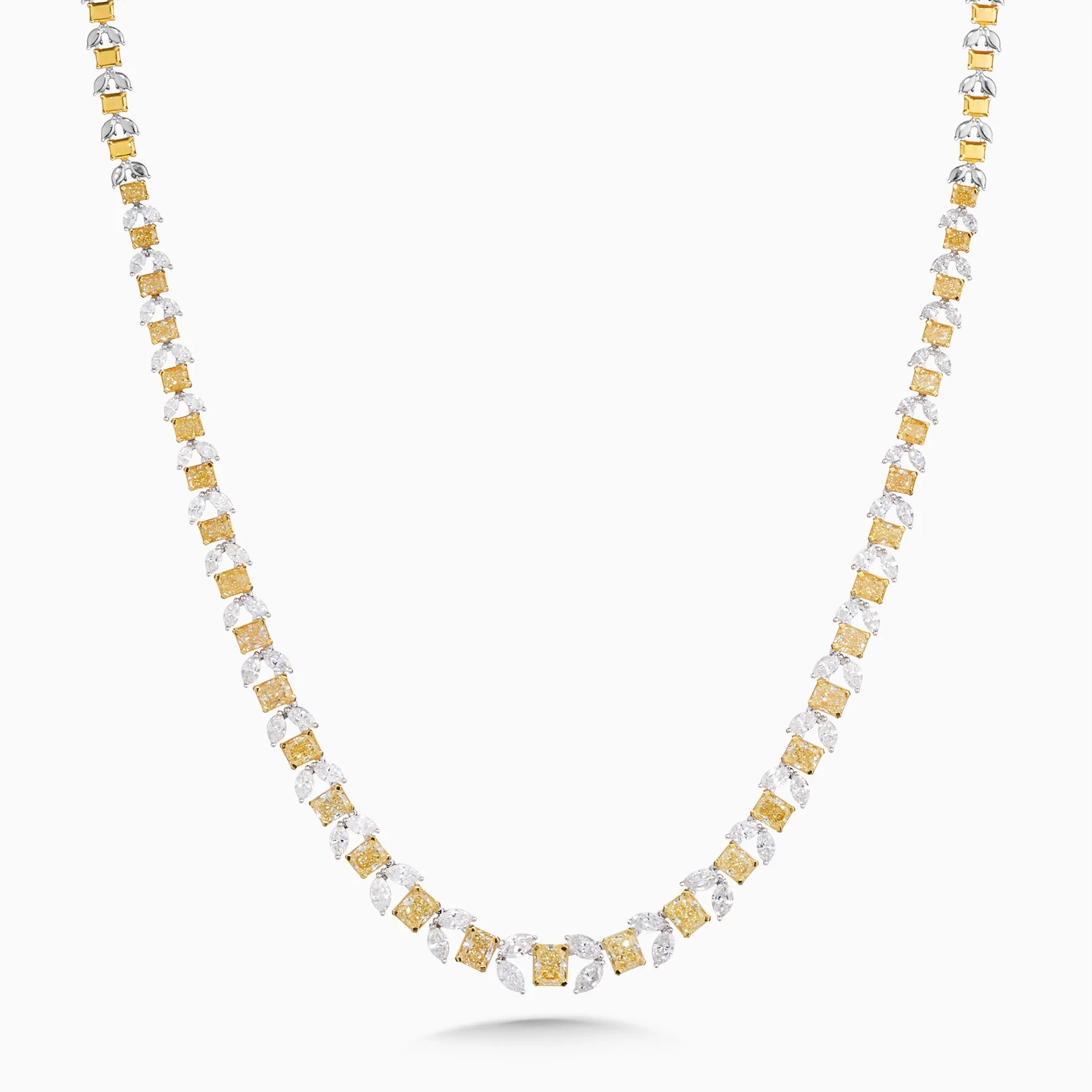 21.03 Carats Fancy Yellow and White  Natural Diamond Necklace