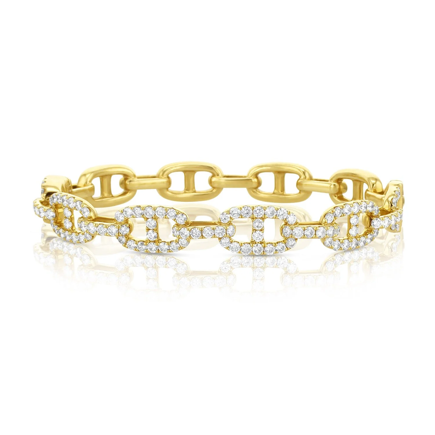 3.00 Carats Natural Diamond Pave Link Bangle