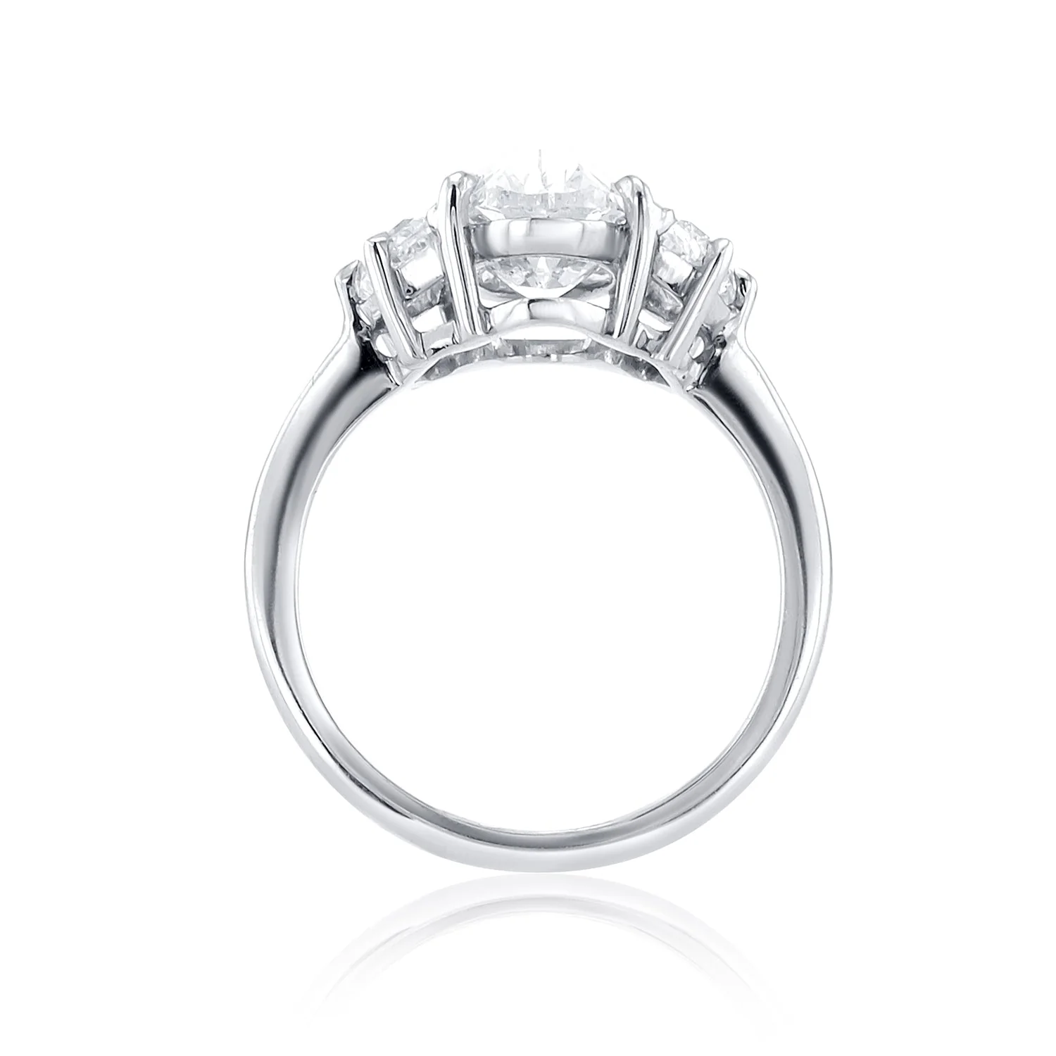 3.84 Carats Oval Natural Diamond Three Stone Ring - Image 3