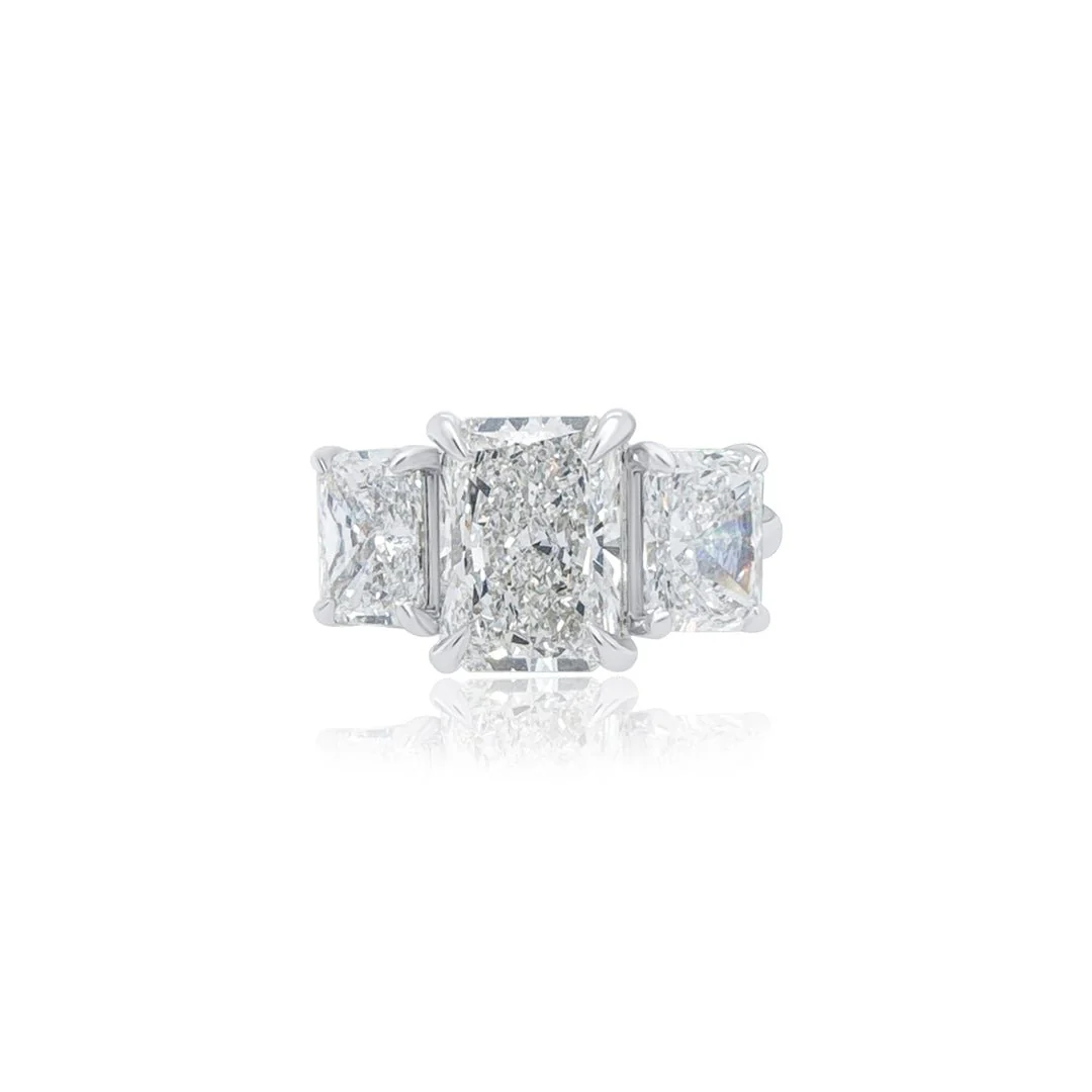 5.04 Carats Radiant Lab Grown Diamond Three Stone Engagement Ring