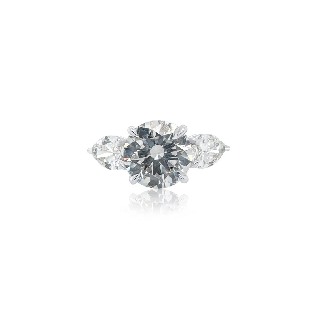 4.02 Carats Lab Grown Diamond Three Stone Engagement Ring