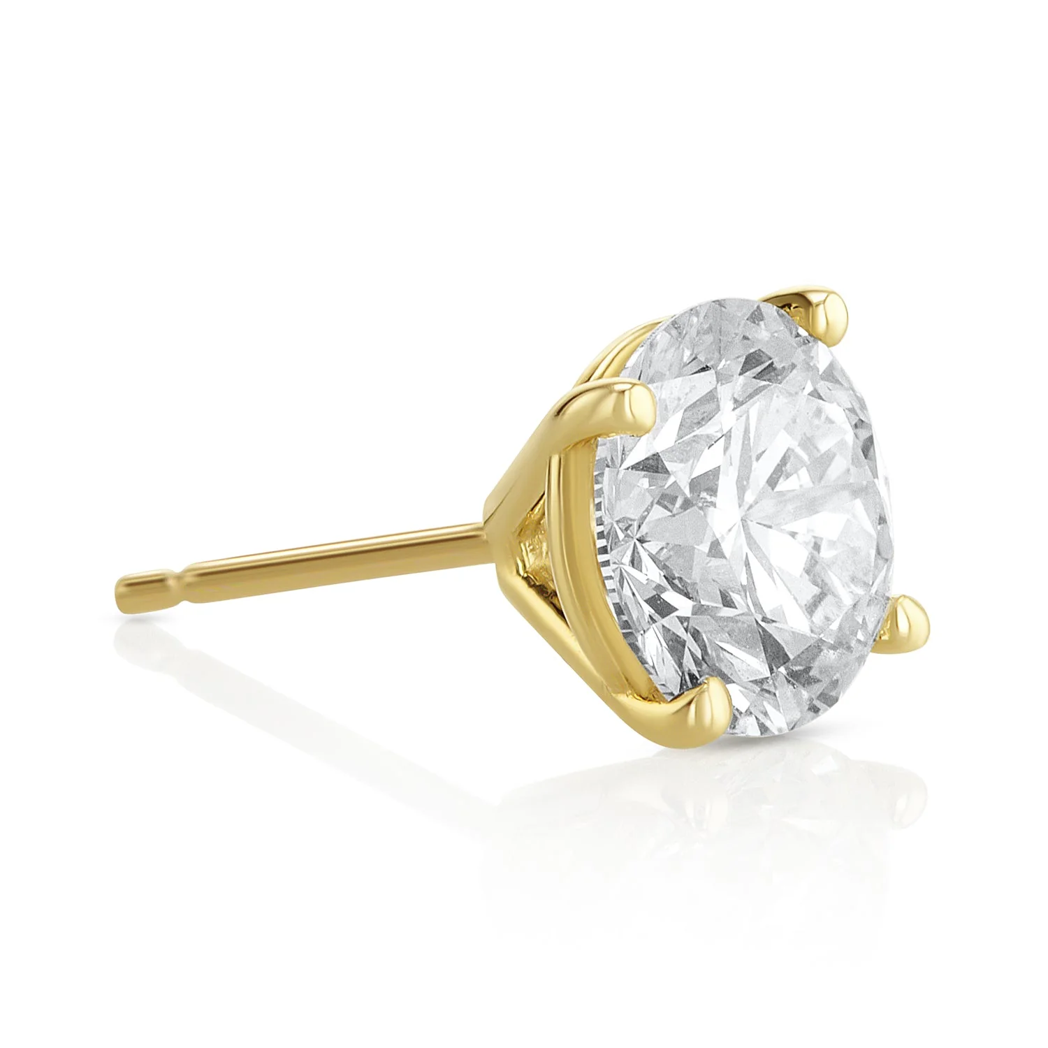 3.04 Carats Round Lab Grown Diamond Stud Earrings - Image 2