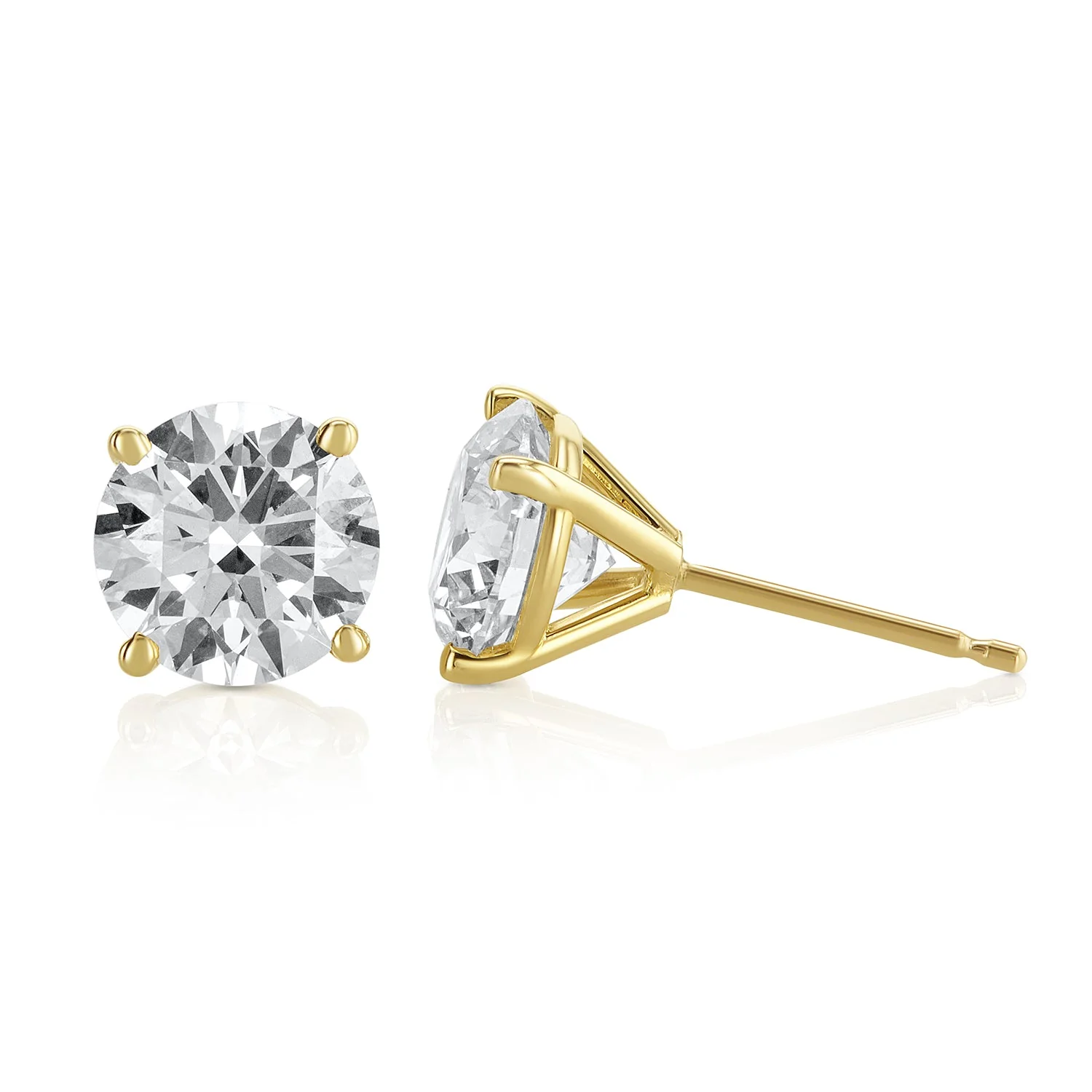 3.04 Carats Round Lab Grown Diamond Stud Earrings - Image 3