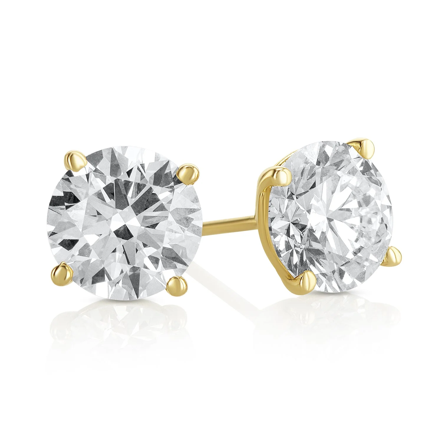 3.11 Carats Round Lab Grown Diamond Stud Earrings