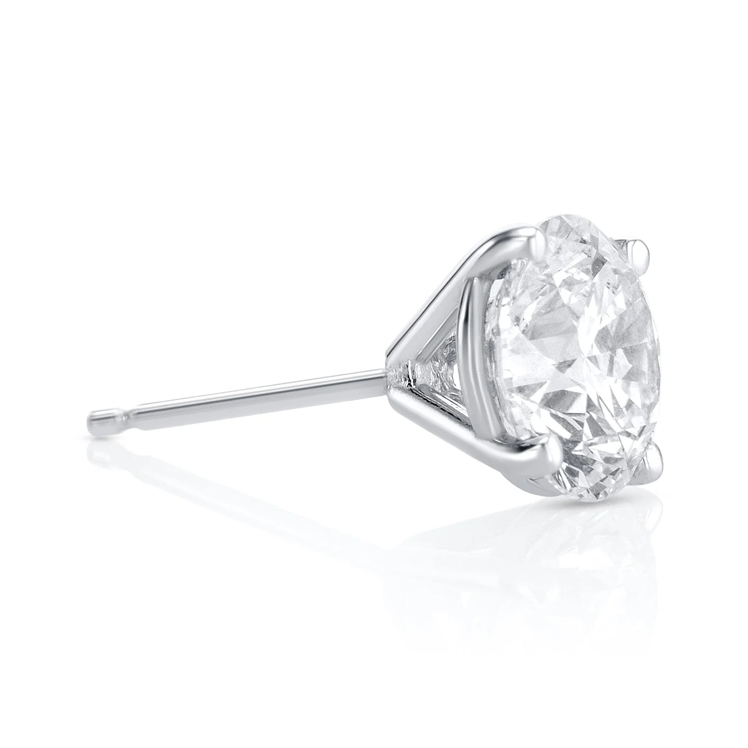 3.15 Carats Round Lab Grown Diamond Stud Earrings - Image 2