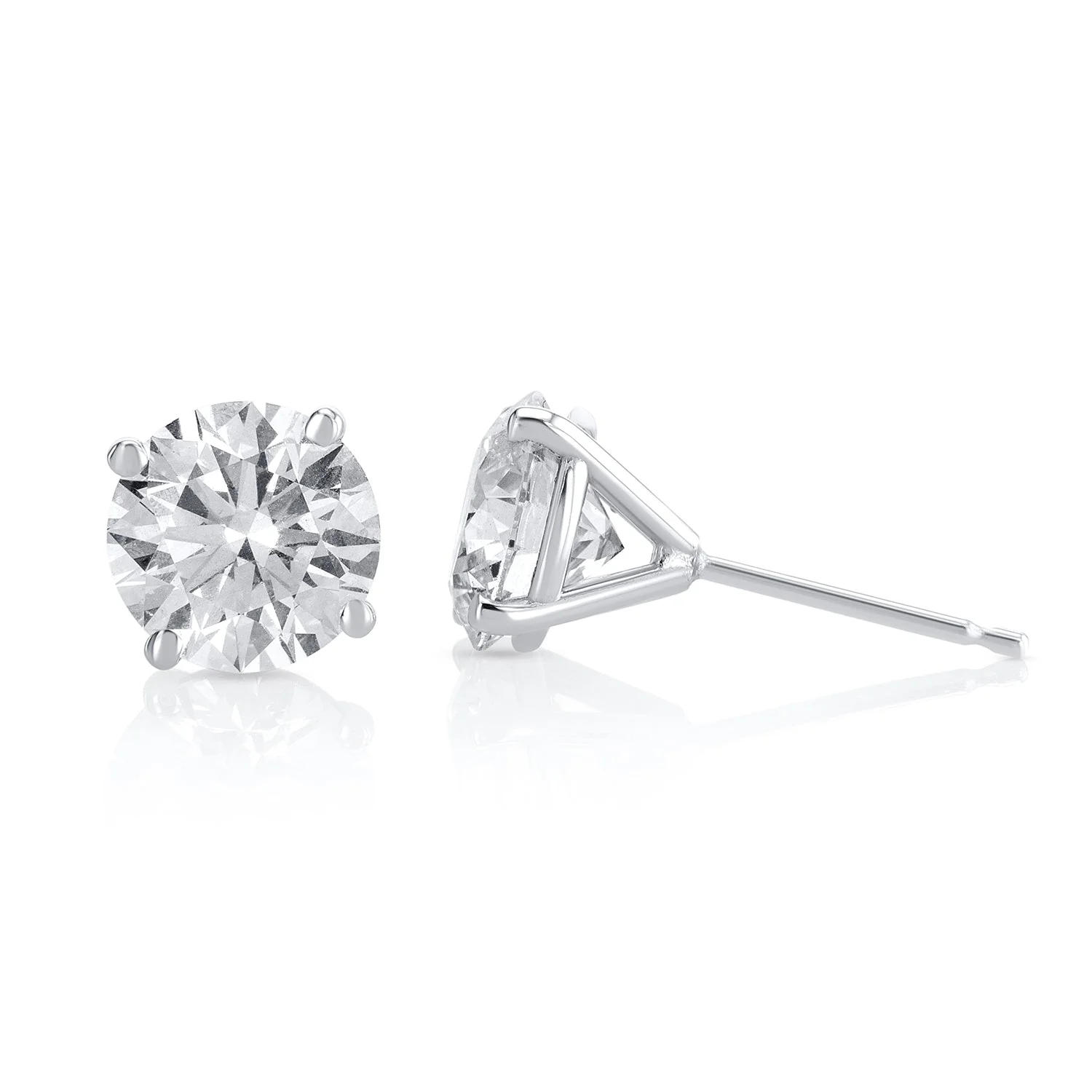 3.15 Carats Round Lab Grown Diamond Stud Earrings - Image 3