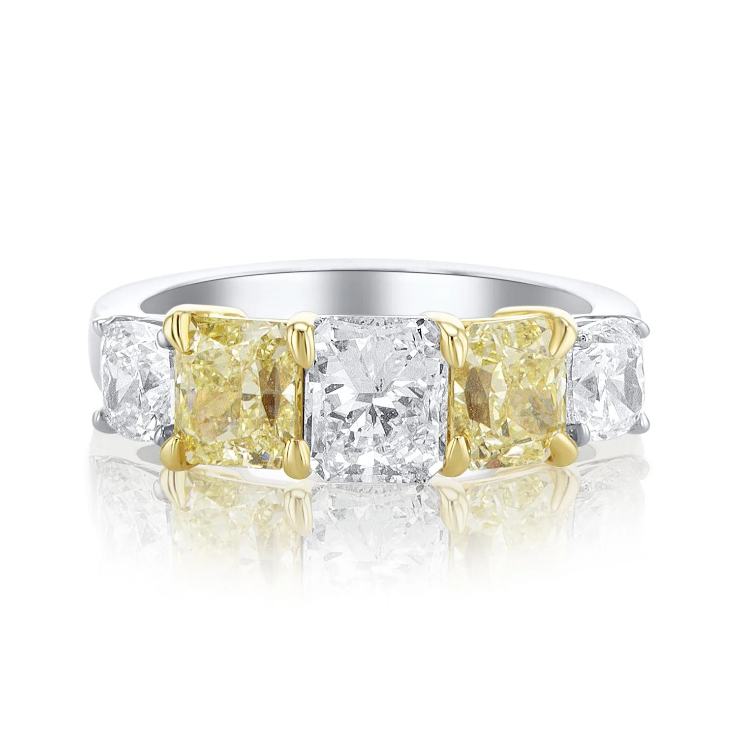 3.25 Carat Fancy Yellow and White Natural Diamond Band