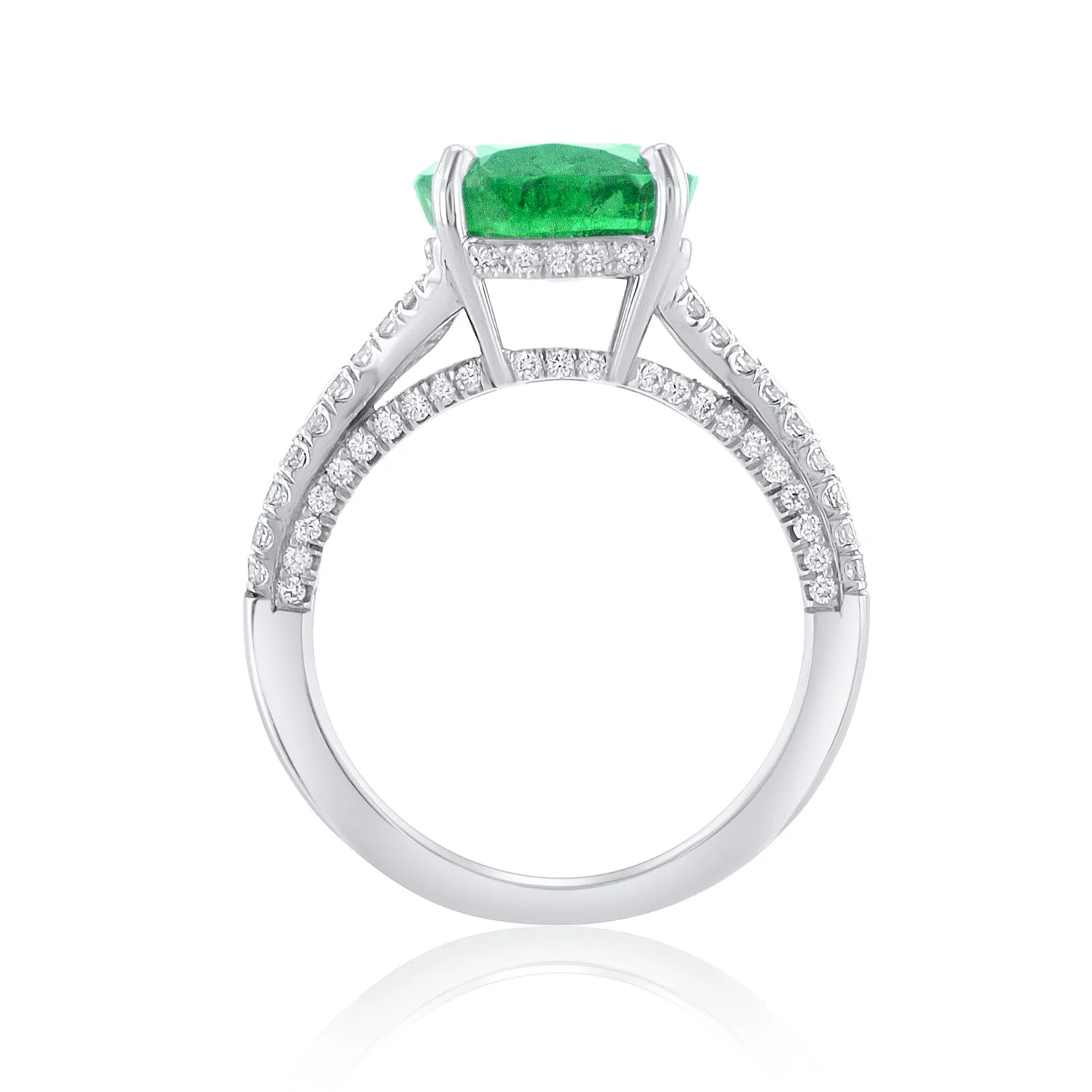 4.00 Carat Columbian Green Emerald and .70 Cttw Round Diamond Ring Set in Platinum - Image 3