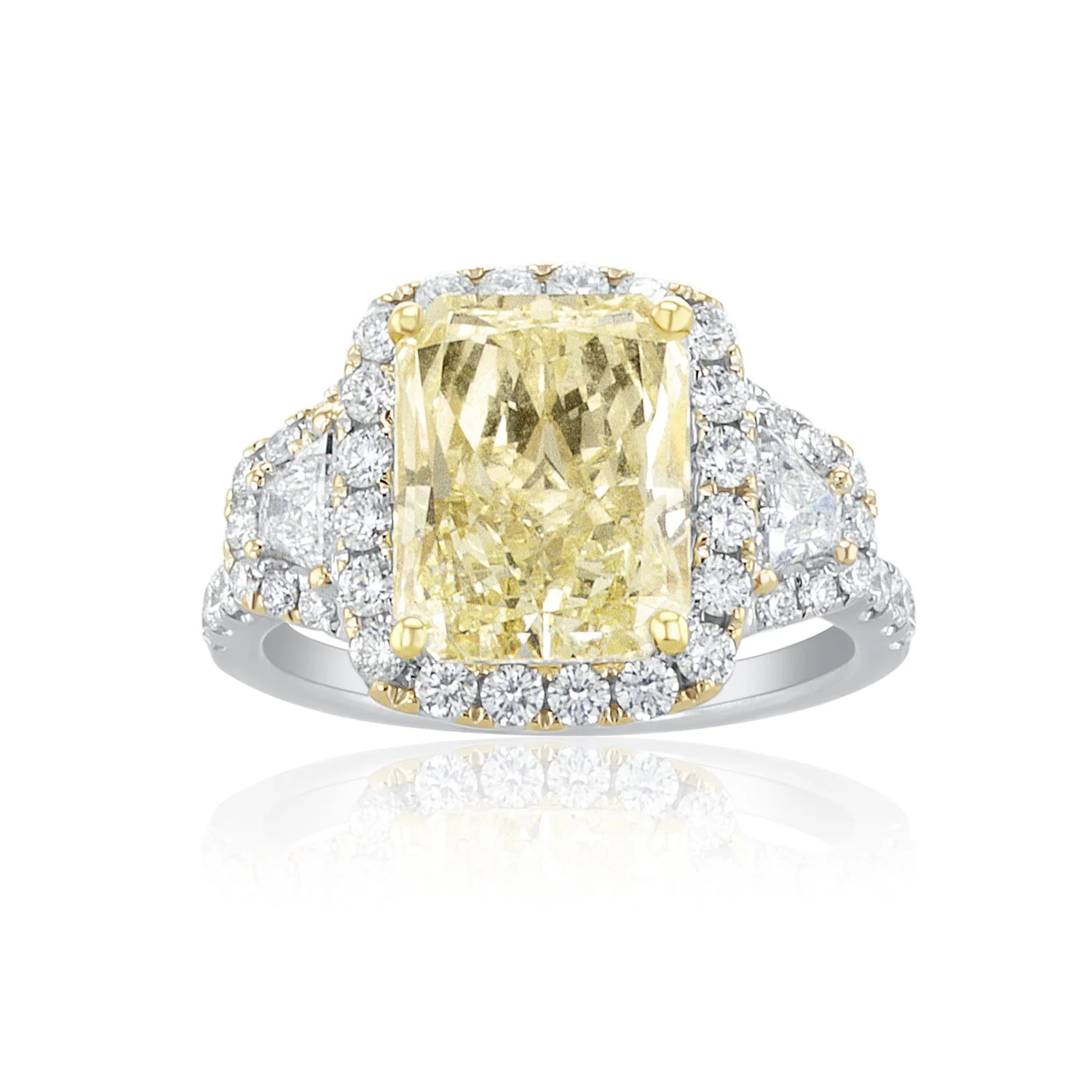 4.00 Carats Fancy Yellow Radiant Natural Diamond Ring - Image 2