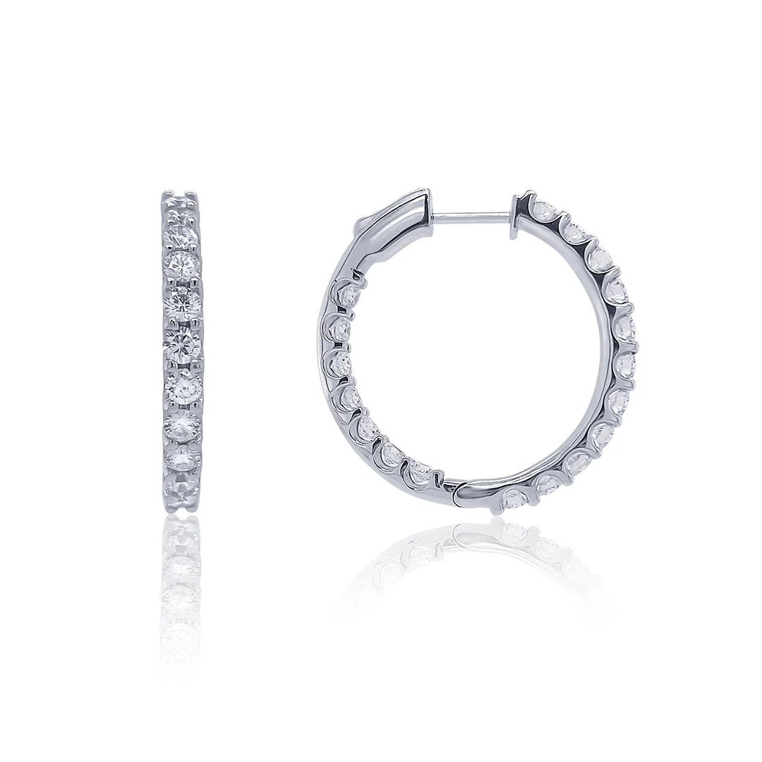 4.00 Carat Lab Grown Diamond Inside-Out Hoop Earrings 14K White Gold - Image 2