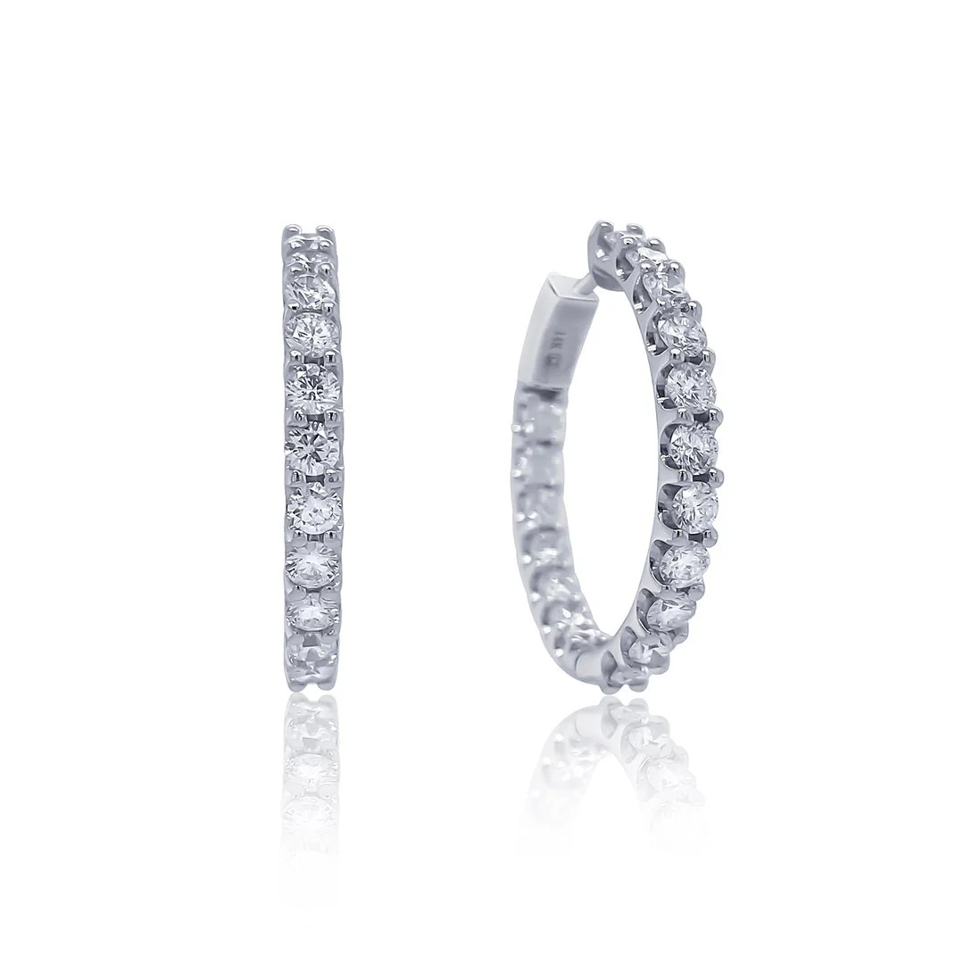 4.00 Carat Lab Grown Diamond Inside-Out Hoop Earrings 14K White Gold - Image 4