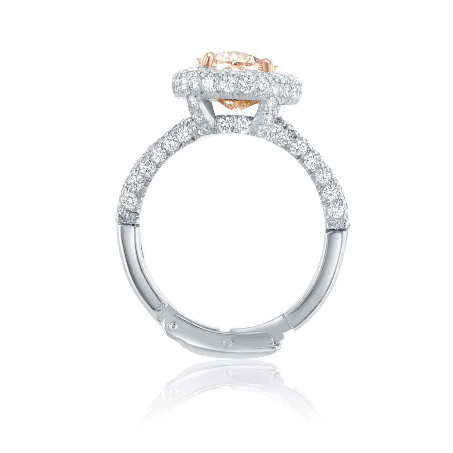 4.31 Carats Fancy Pink Oval Natural Diamond Halo Ring - Image 3