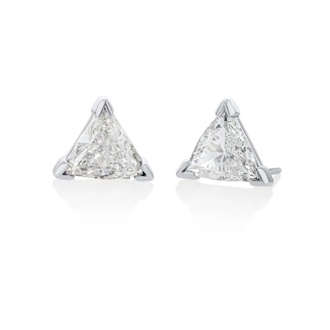 4.00 Carats Trillion Cut Natural Diamond  Stud Earrings
