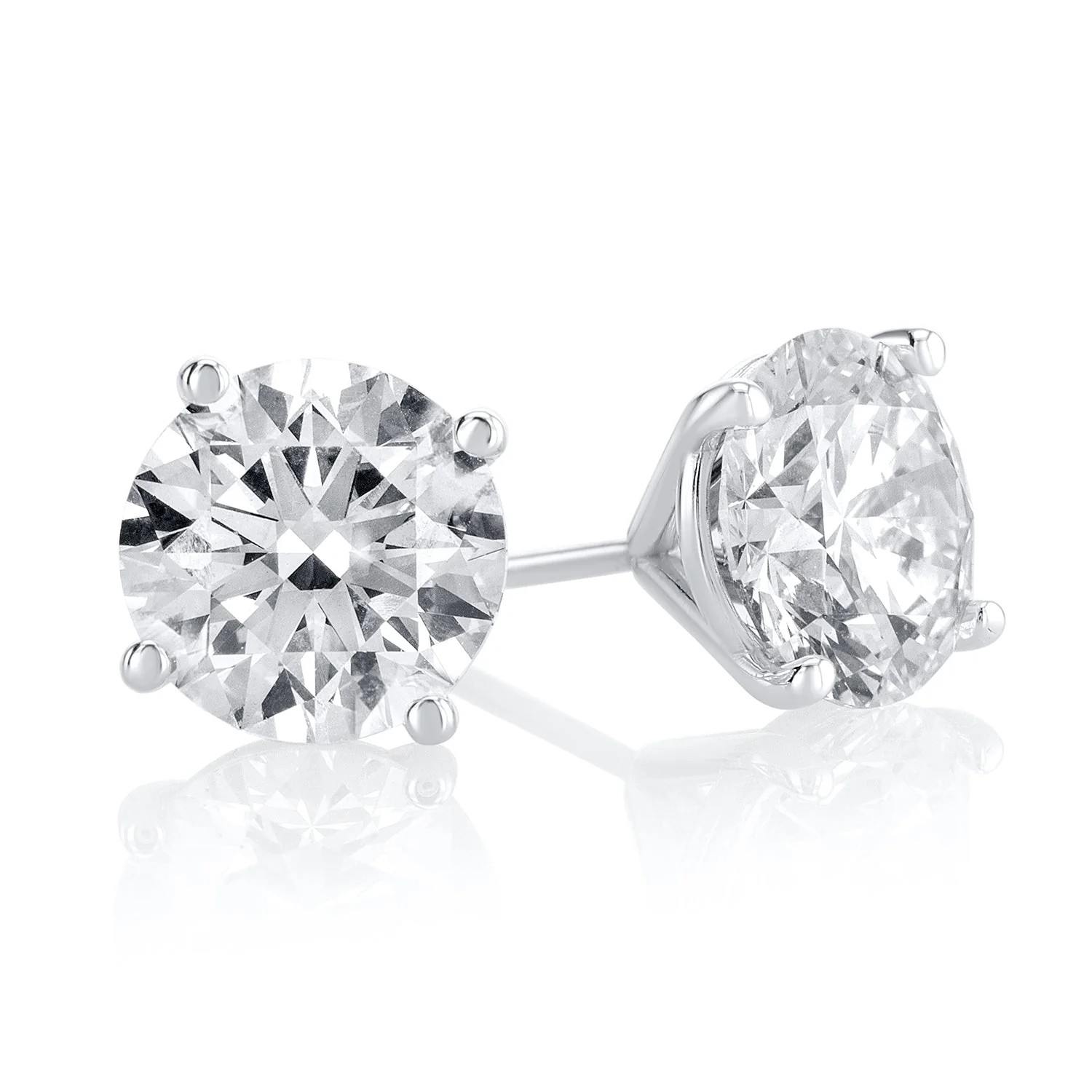 4.04 Carats Round Lab Grown Diamond Stud Earrings