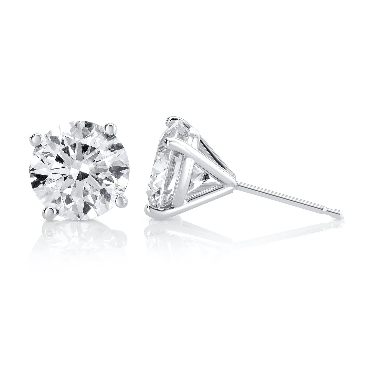 4.04 Carats Round Lab Grown Diamond Stud Earrings - Image 3