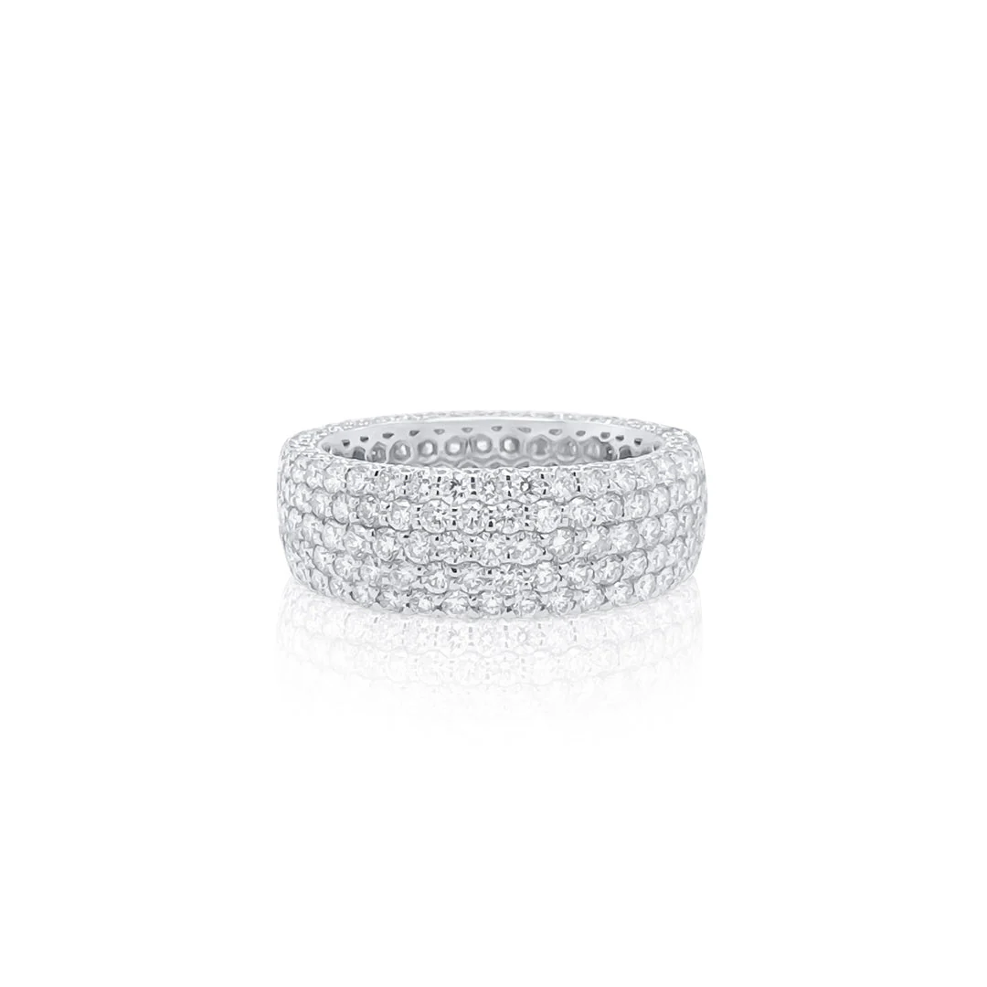 4.06 Cttw Round Cut Lab Grown Diamond Pavé Band 14K White Gold