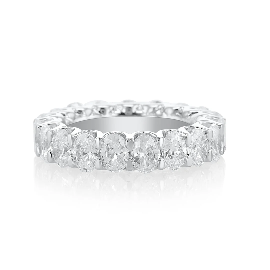 4.50 Cttw Lab Grown Oval Shape Diamond 18K White Gold Eternity Band