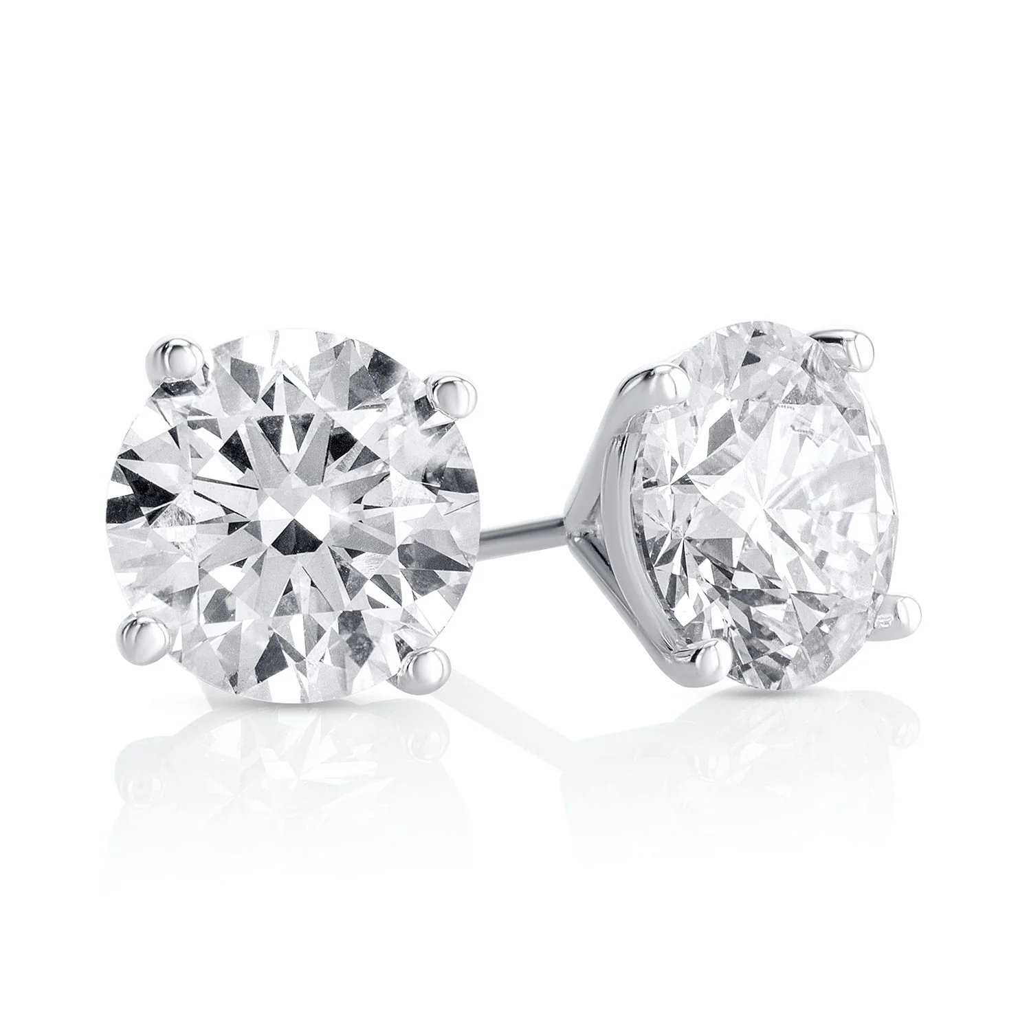 4.55 Carats Round Lab Grown Diamond Stud Earrings