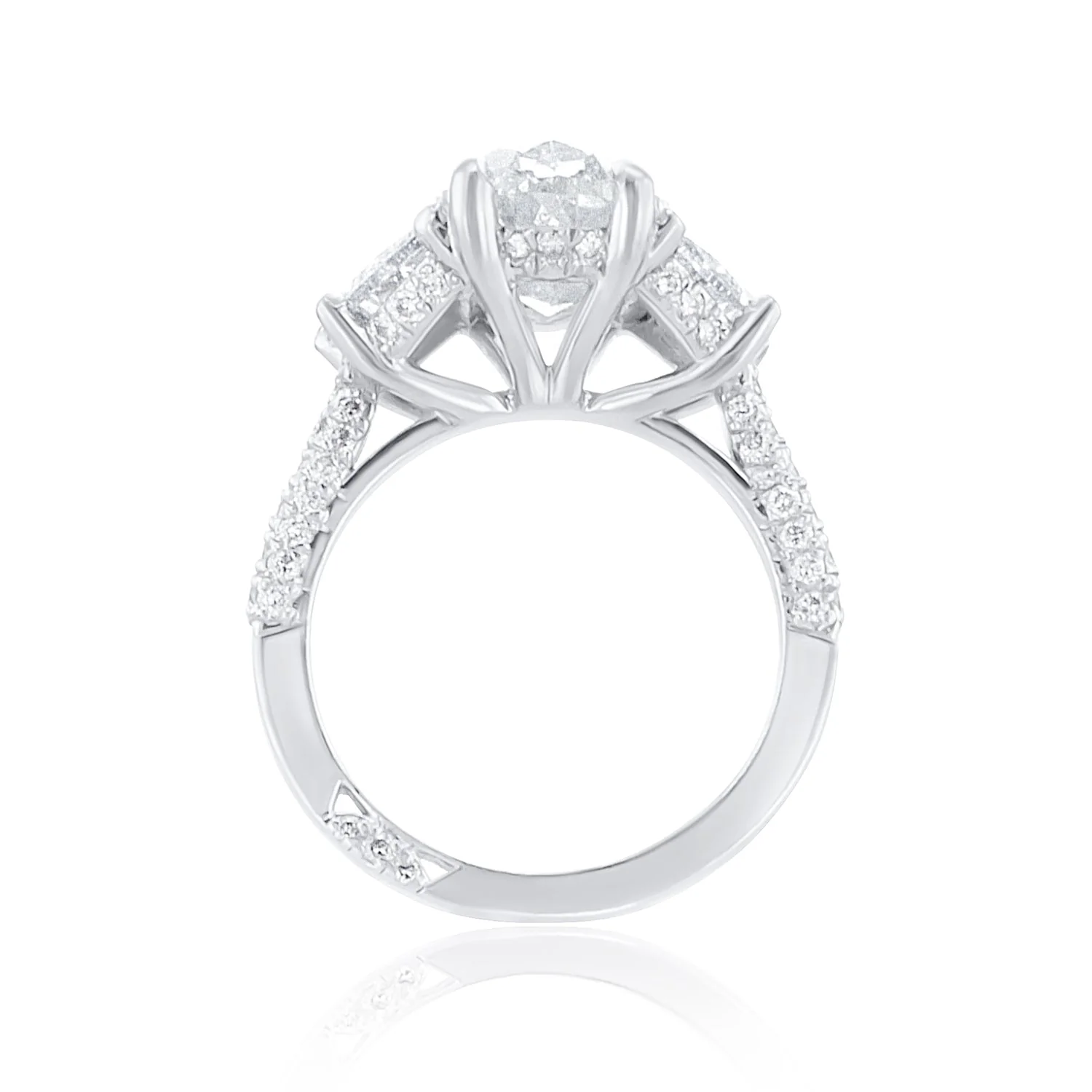 7.17 Carats Oval Natural Diamond Three Stone Ring - Image 3