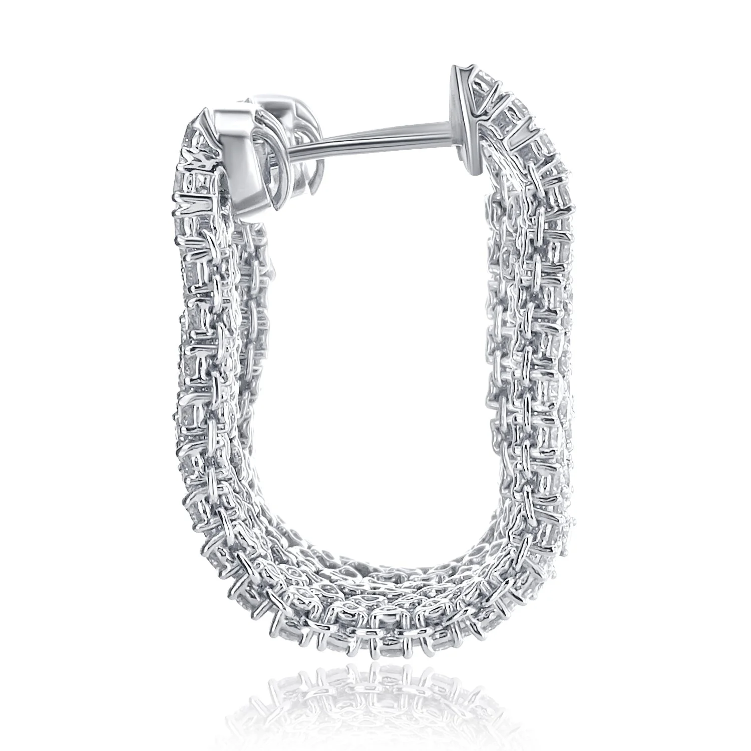 5.07 Carat 5 Row Line Natural Diamond Earrings Set in 18K White Gold - Image 4