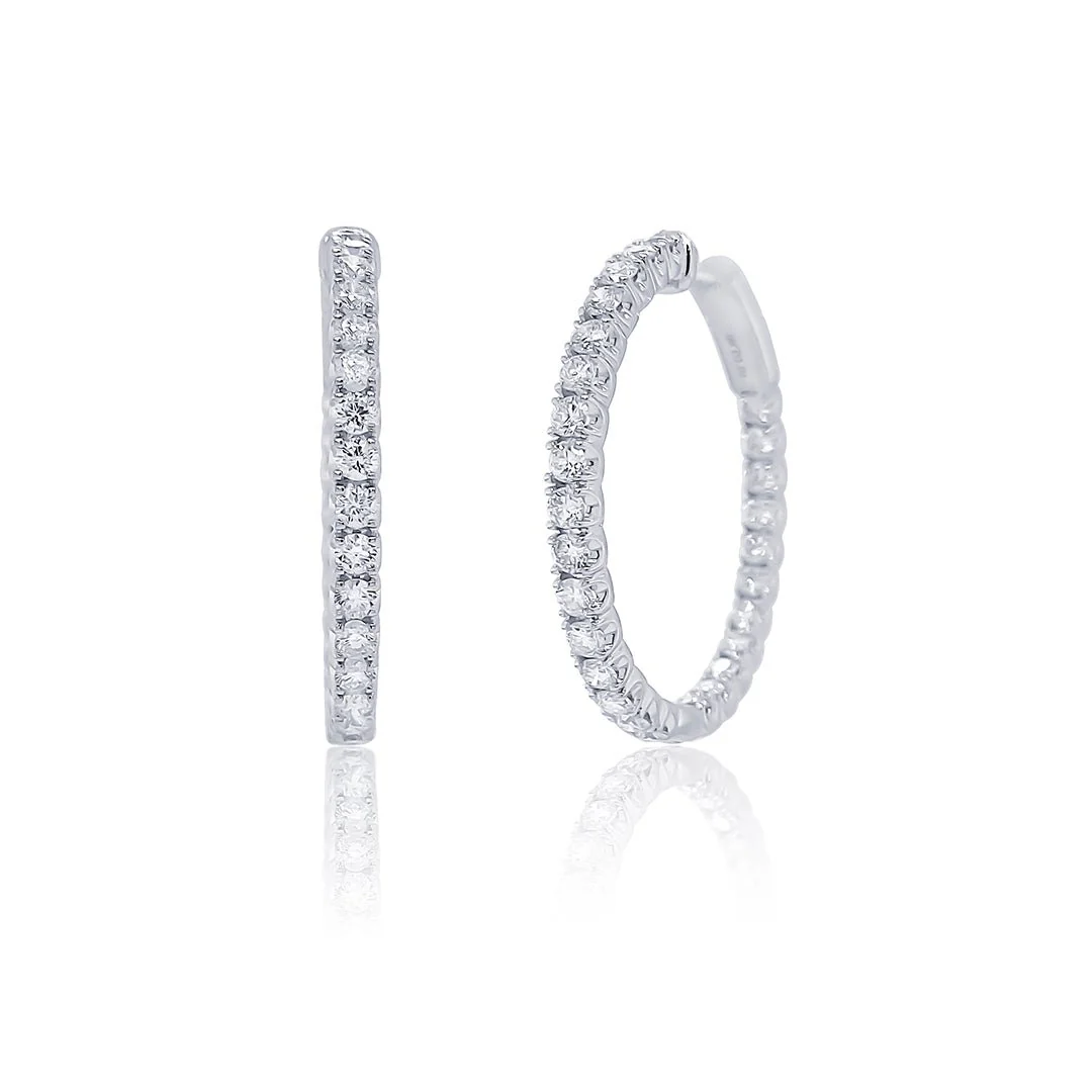 5.24 CT Round Diamond 18K White Gold Hoop Earrings