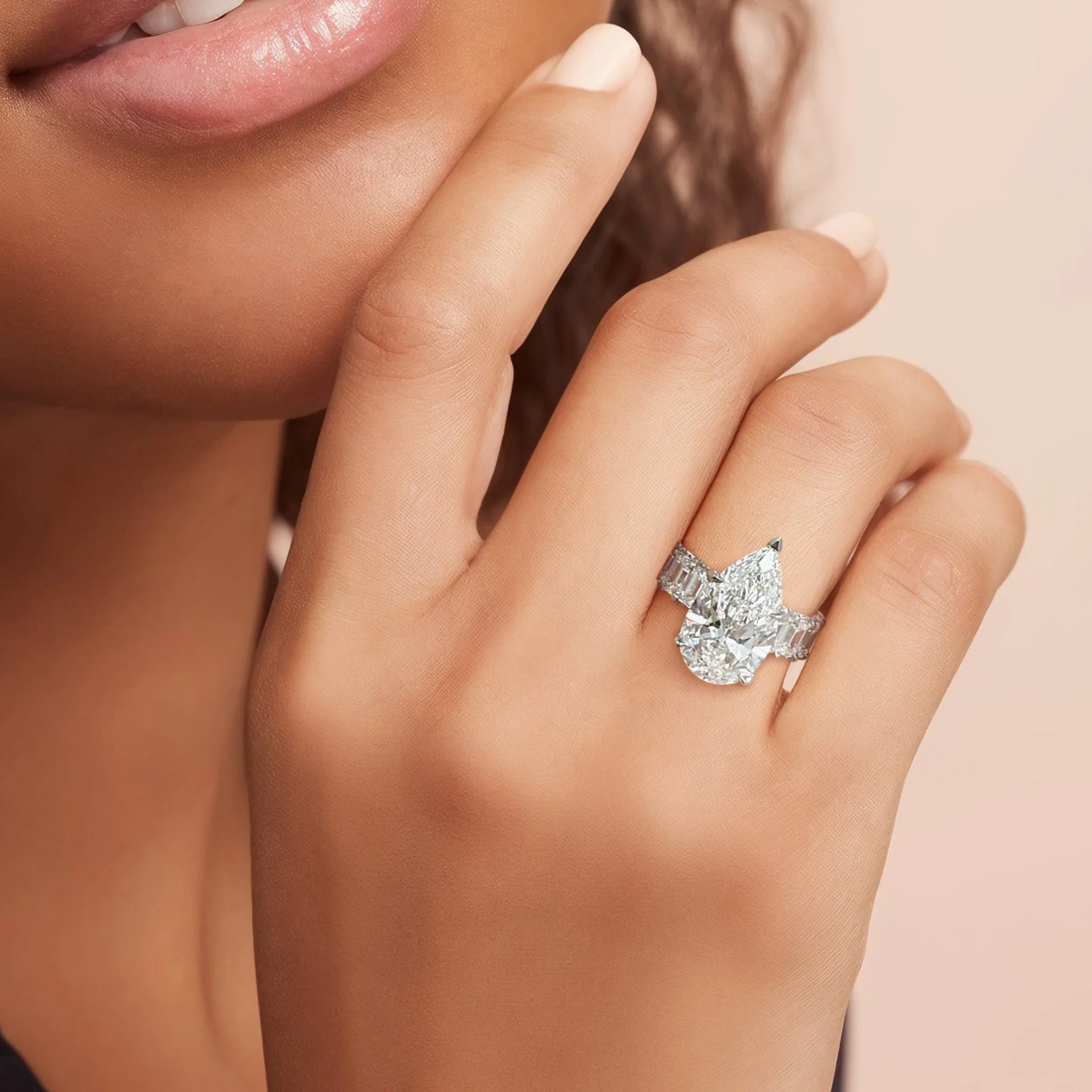 8.92 Carats Pear Shape Lab Grown Diamond Engagement Ring - Image 2